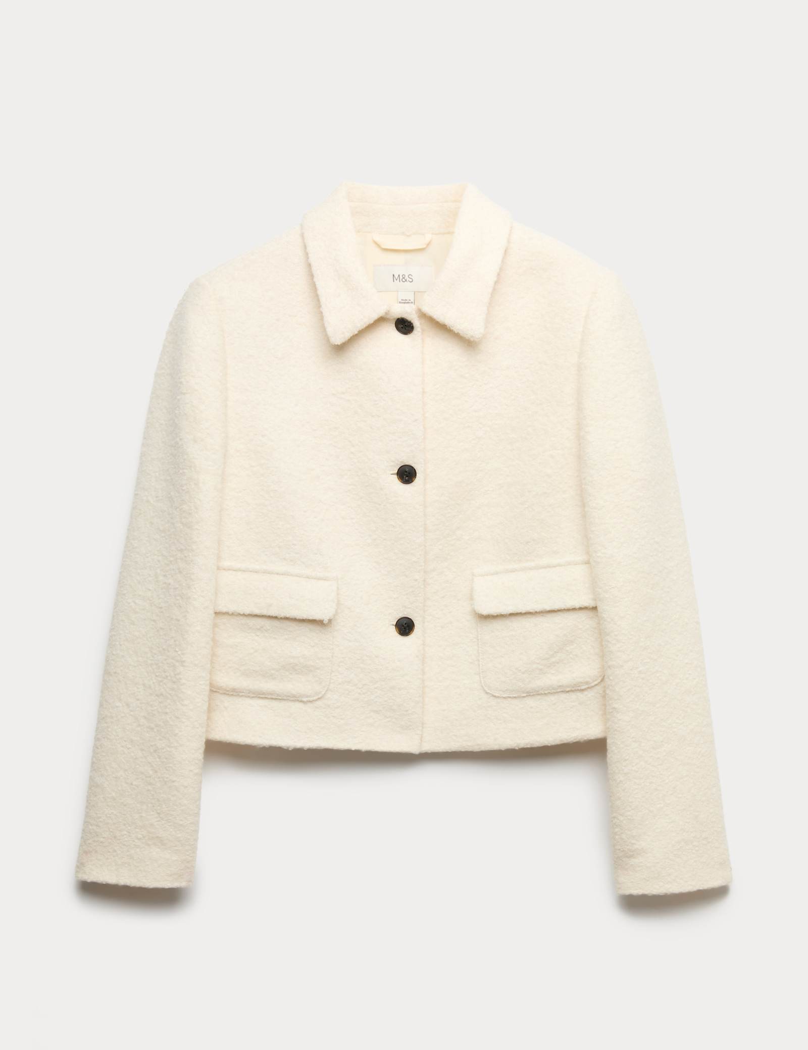 Tweed Textured Collared Jacket with Wool - image 2