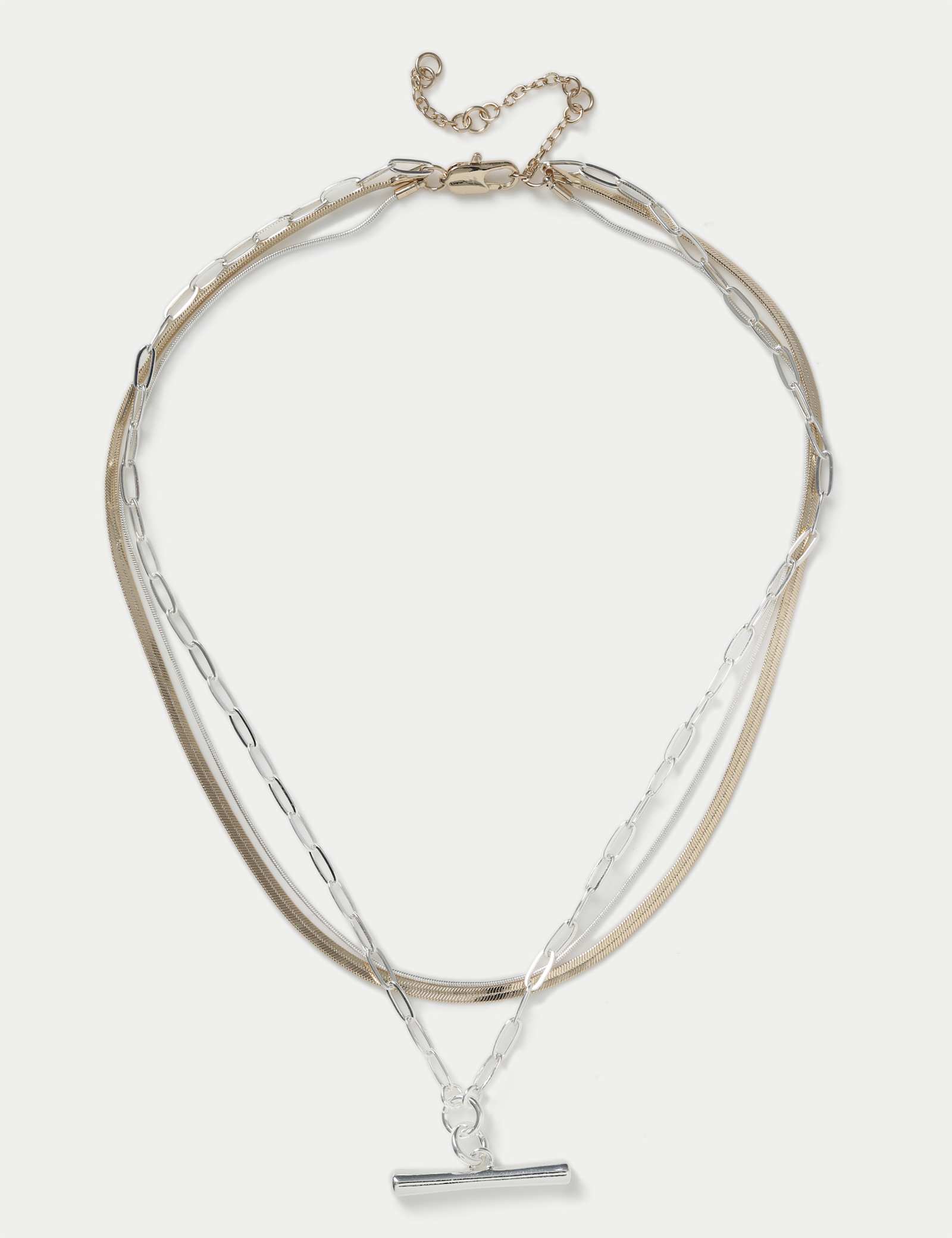 Mixed Multi Row T-Bar Necklace - image 1