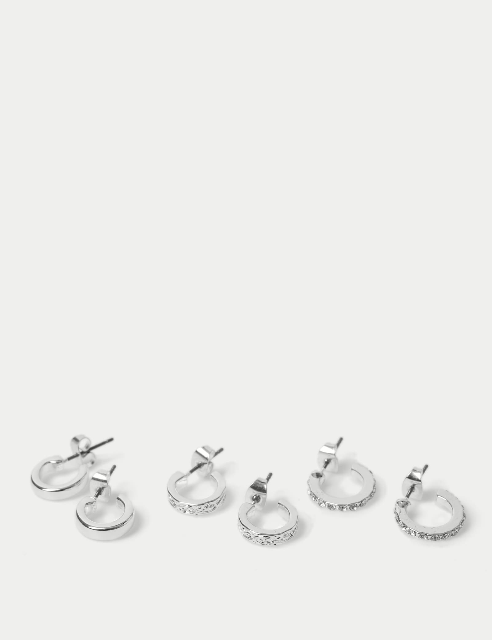 3 Pack Silver Tone Earring Set - image 2