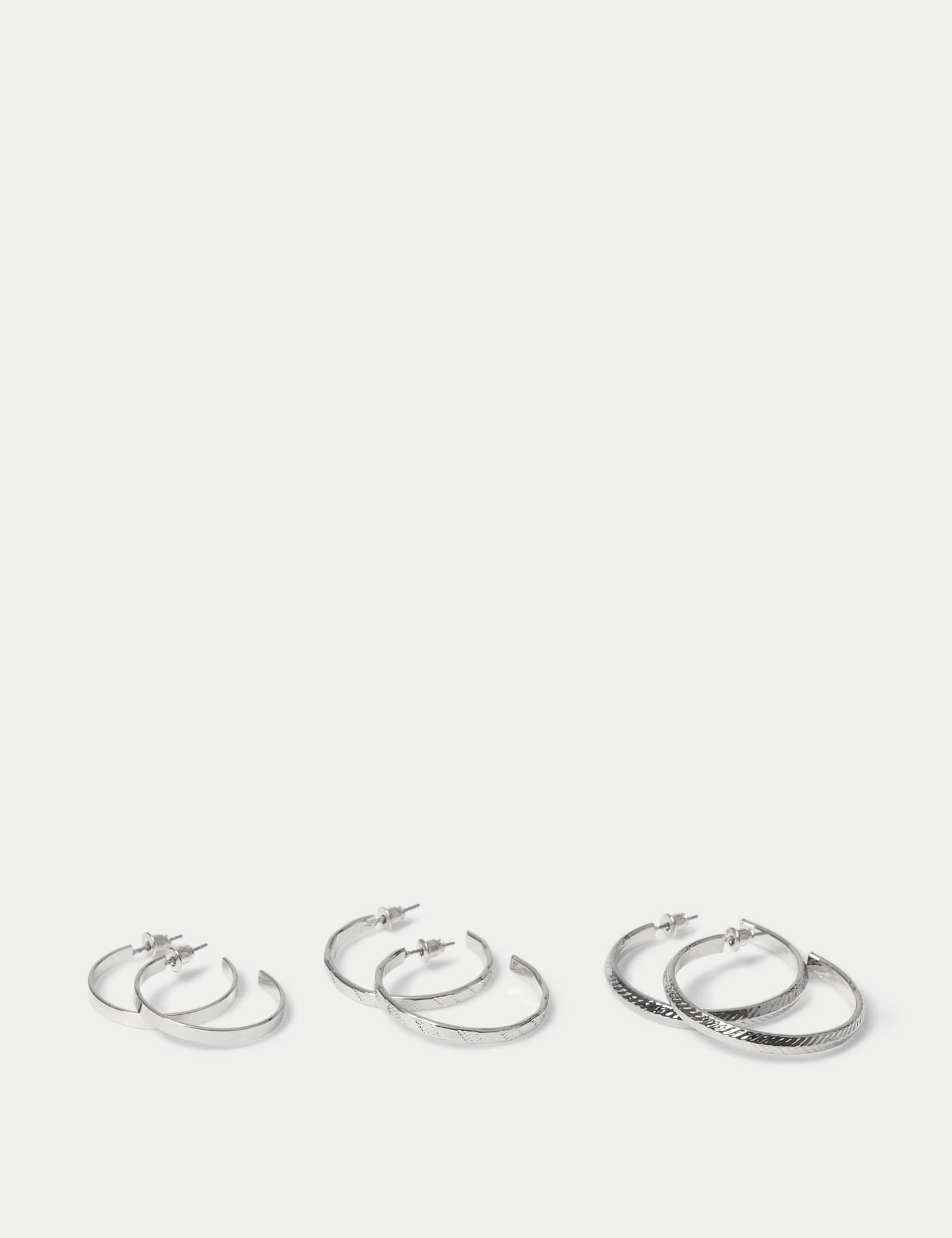 3pk Textured Hoop Earrings - image 2