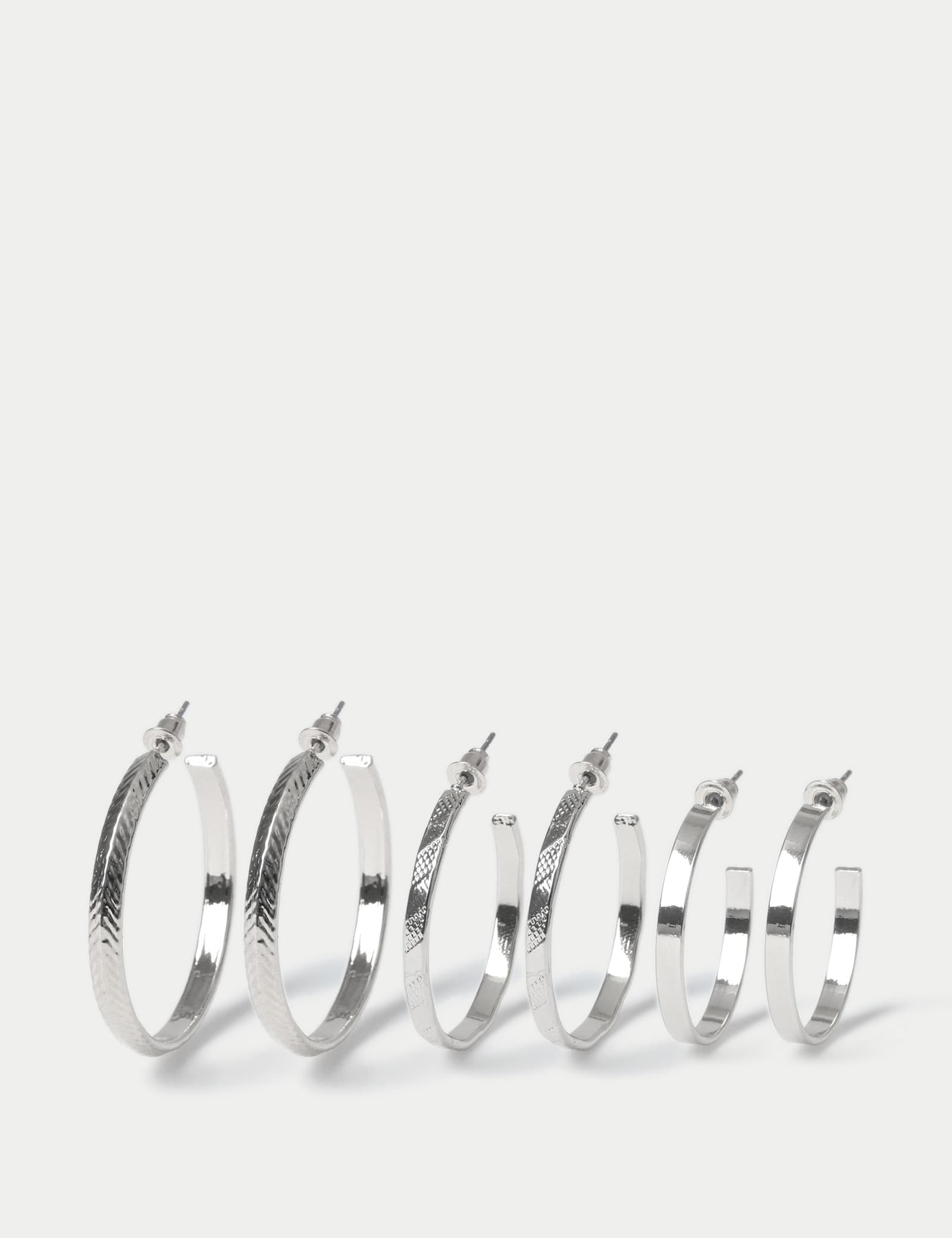 3pk Textured Hoop Earrings - image 1