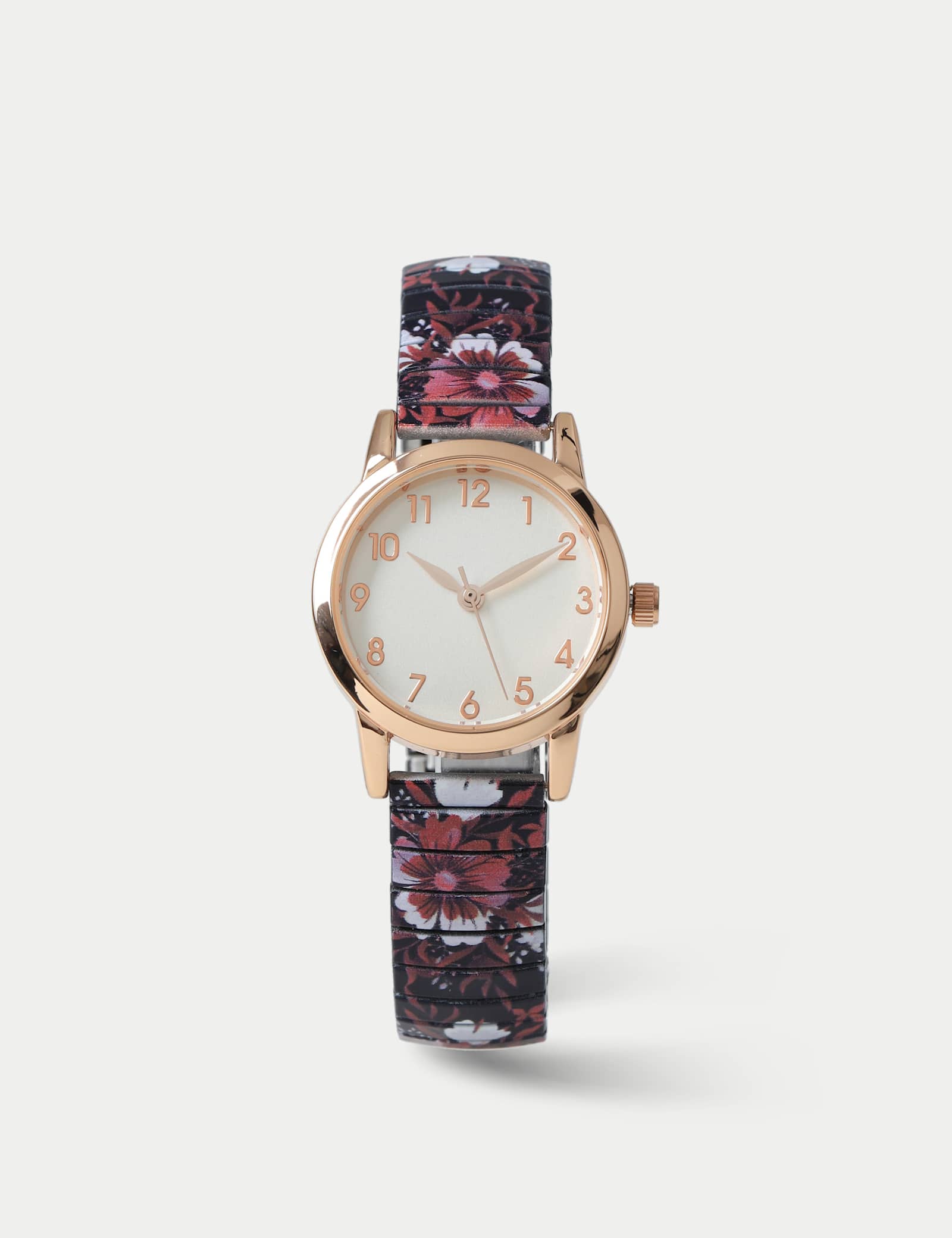 Burgundy Floral Stretch Watch - image 1
