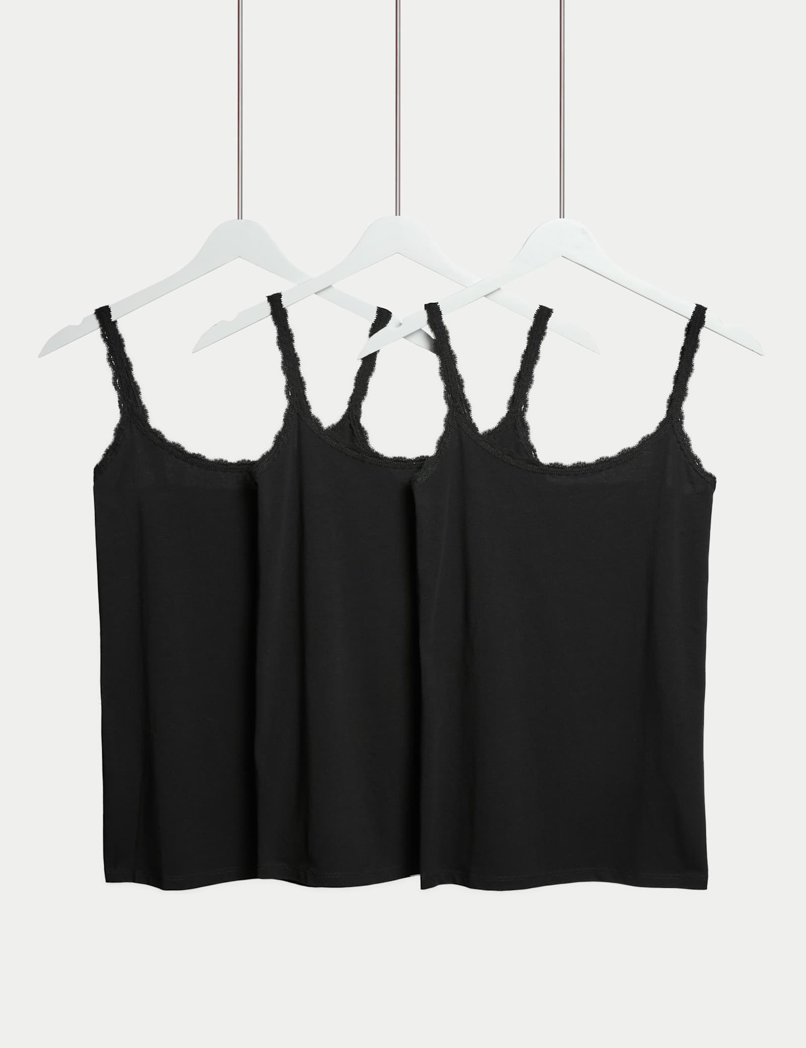 3pk Cotton Rich Lace Trim Vests - image 5