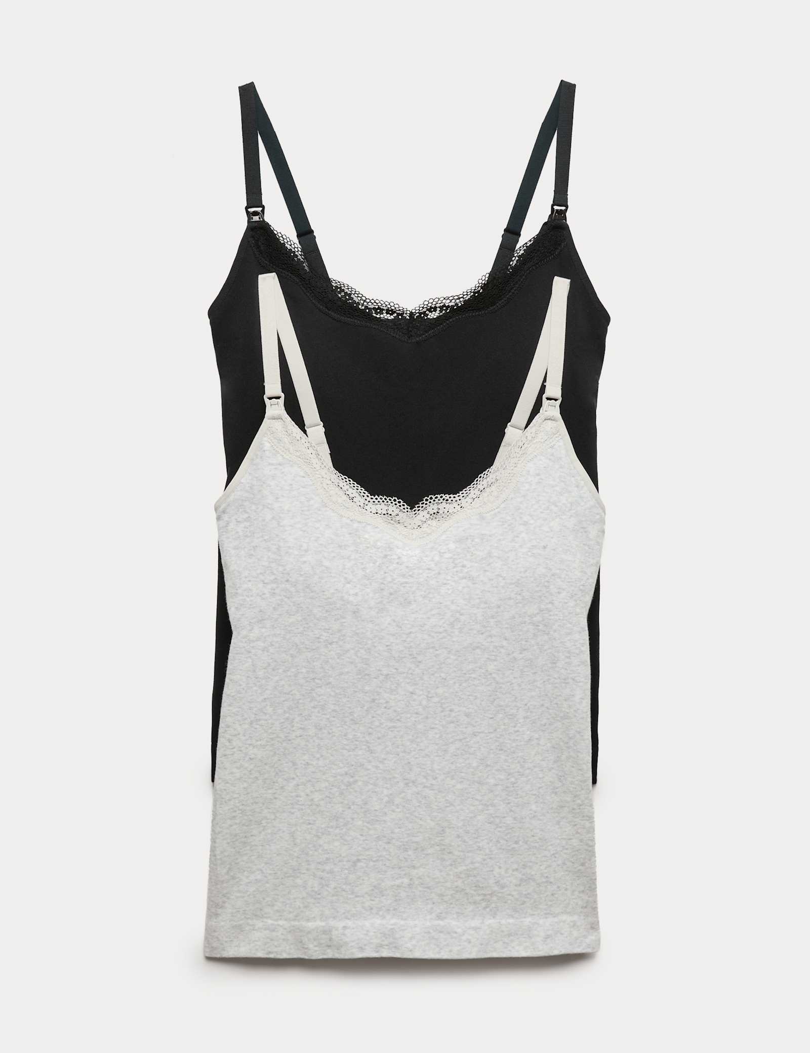 2 Pack Seamfree Lace Trim Nursing Vests - image 1