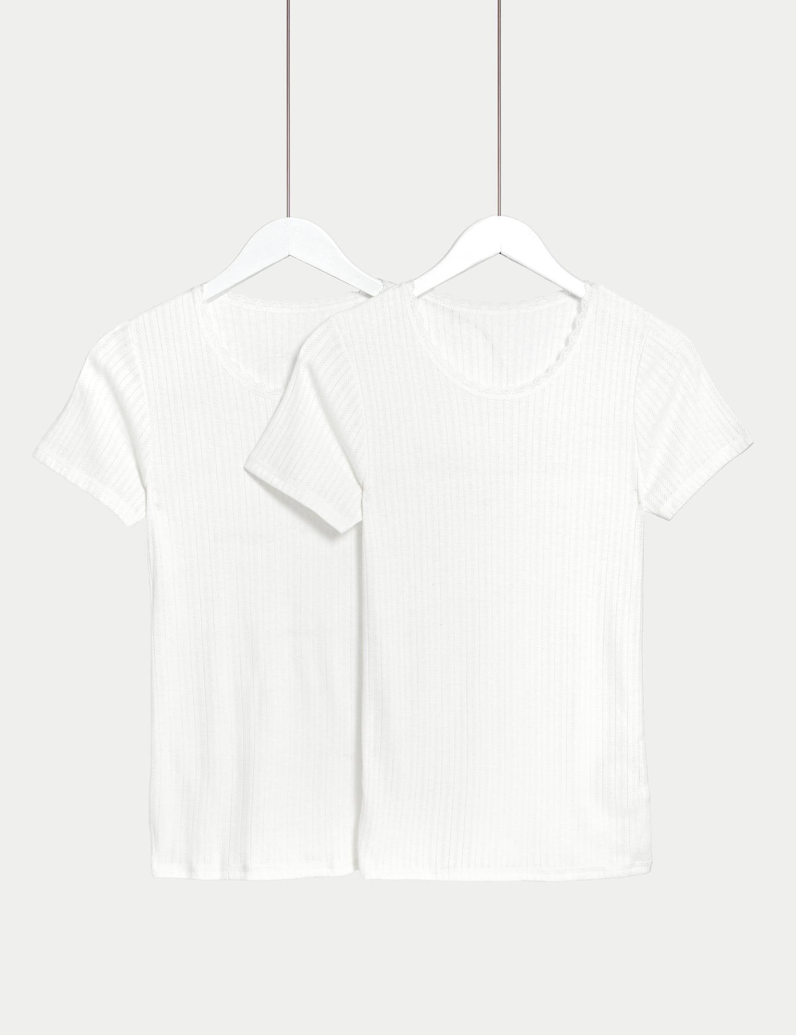 2pk Medium Warm Thermal Short Sleeve Pointelle Tops - image 3
