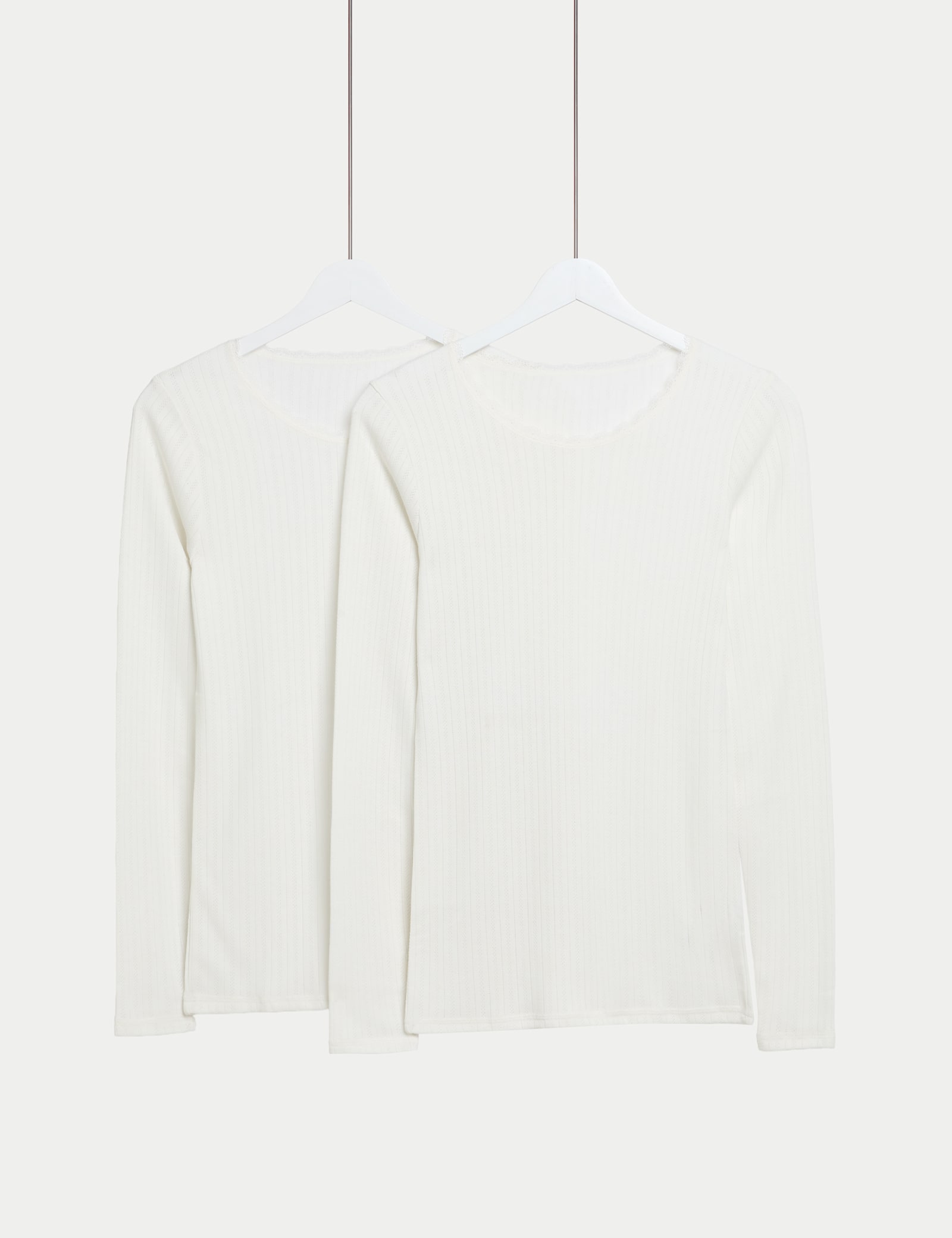 2pk Medium Warmth Pointelle Thermal Long Sleeve Tops - image 2
