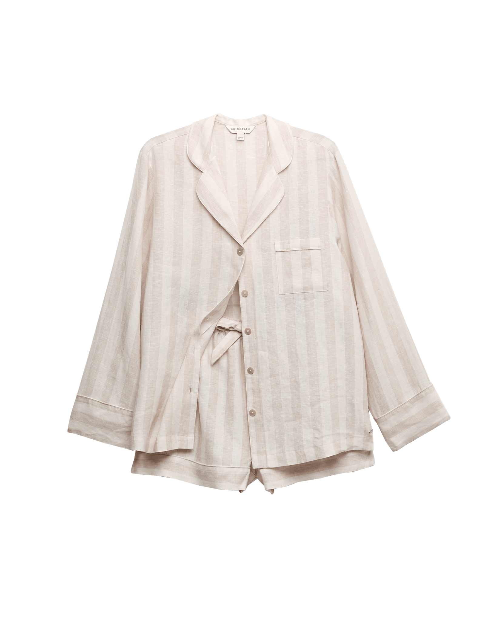 Pure Linen Striped Revere Shortie Set - image 3