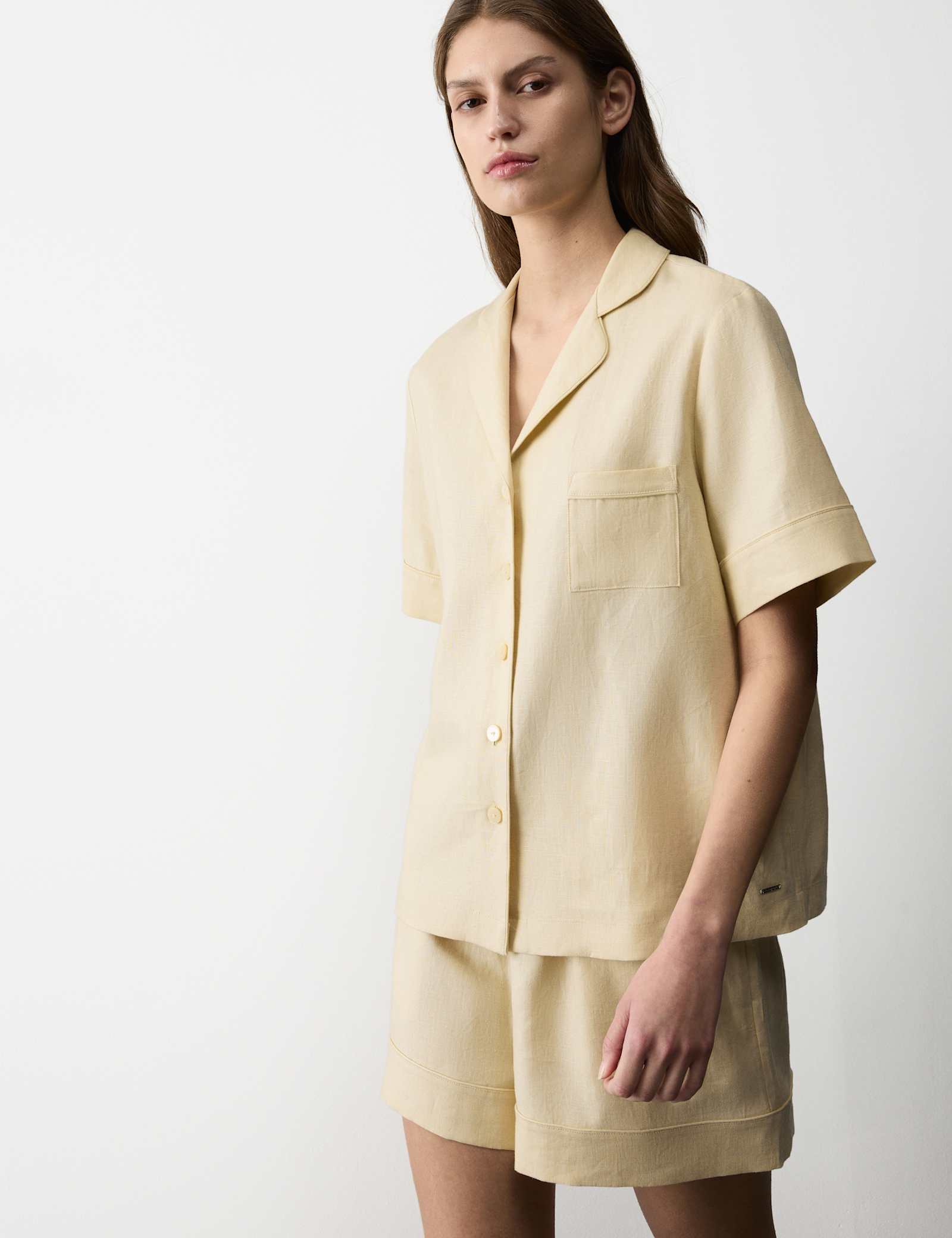 Pure Linen Revere Shortie Pyjama Set - image 2