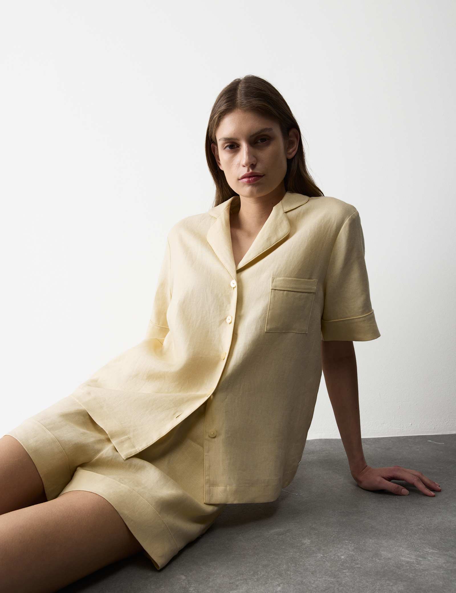 Pure Linen Revere Shortie Pyjama Set - image 4