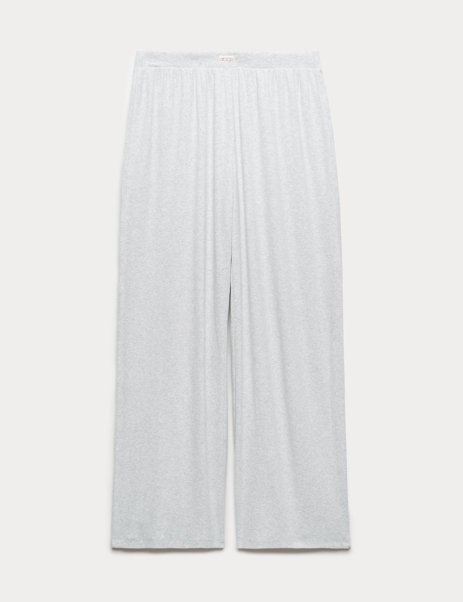 Cotton Rich Ribbed Wide Leg Pyjama Bottoms - image 1