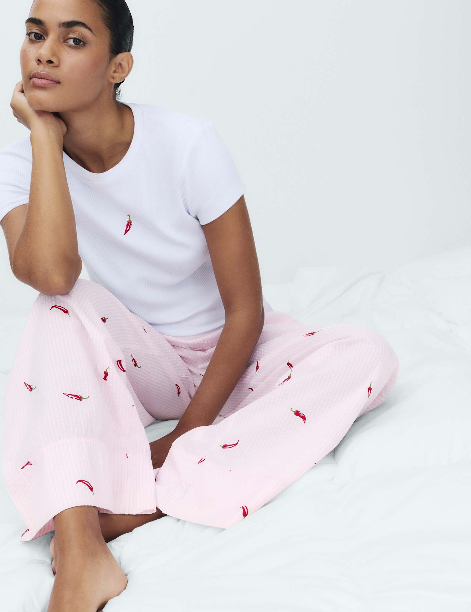 Cotton Modal Seersucker Chilli Pyjama Bottoms - image 4
