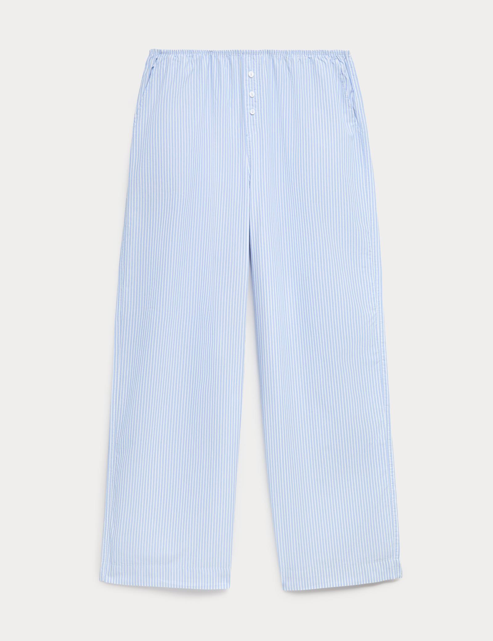 Pure Cotton Poplin Striped Pyjama Bottoms - image 1