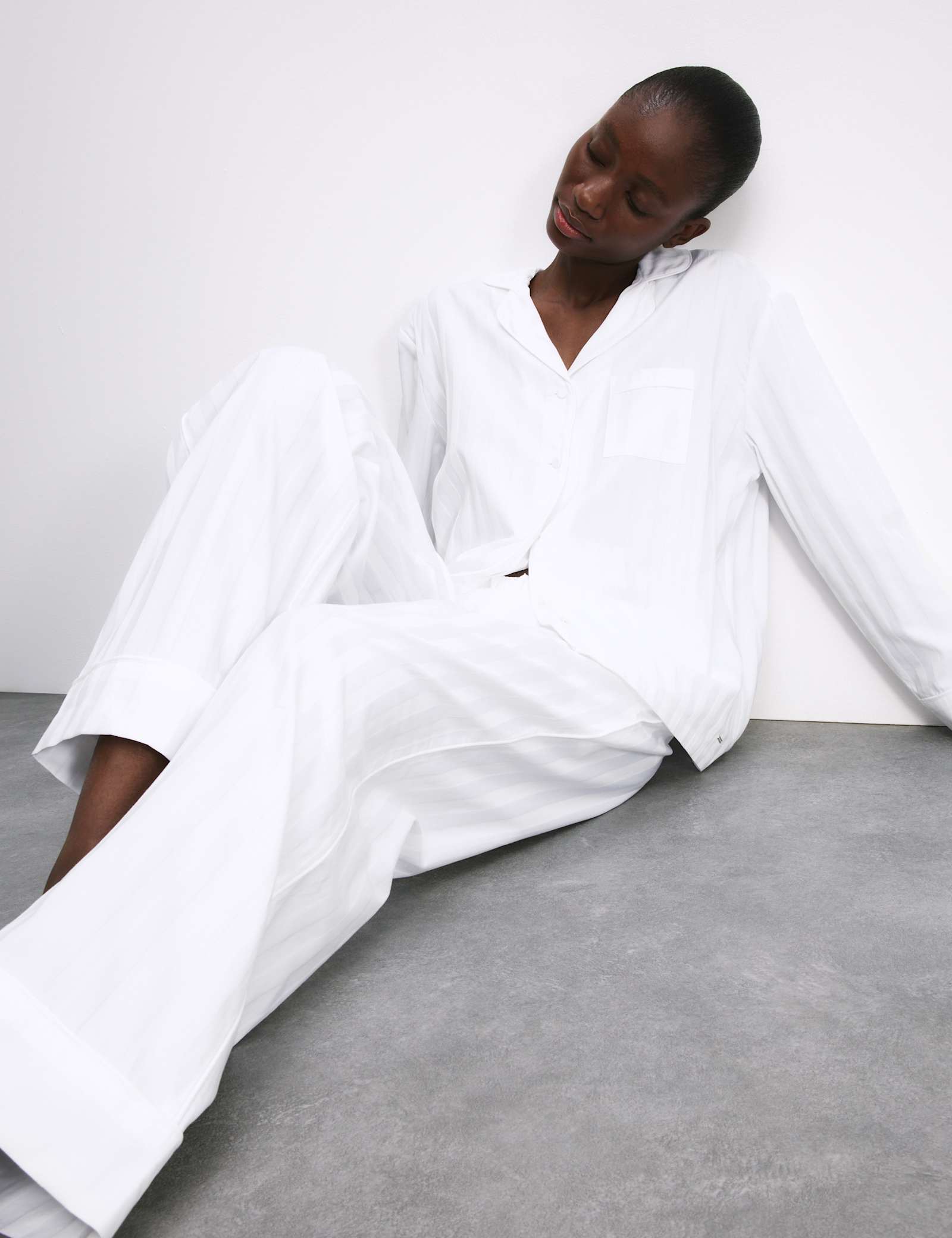 Pure Cotton Sateen Striped Pyjama Set - image 2