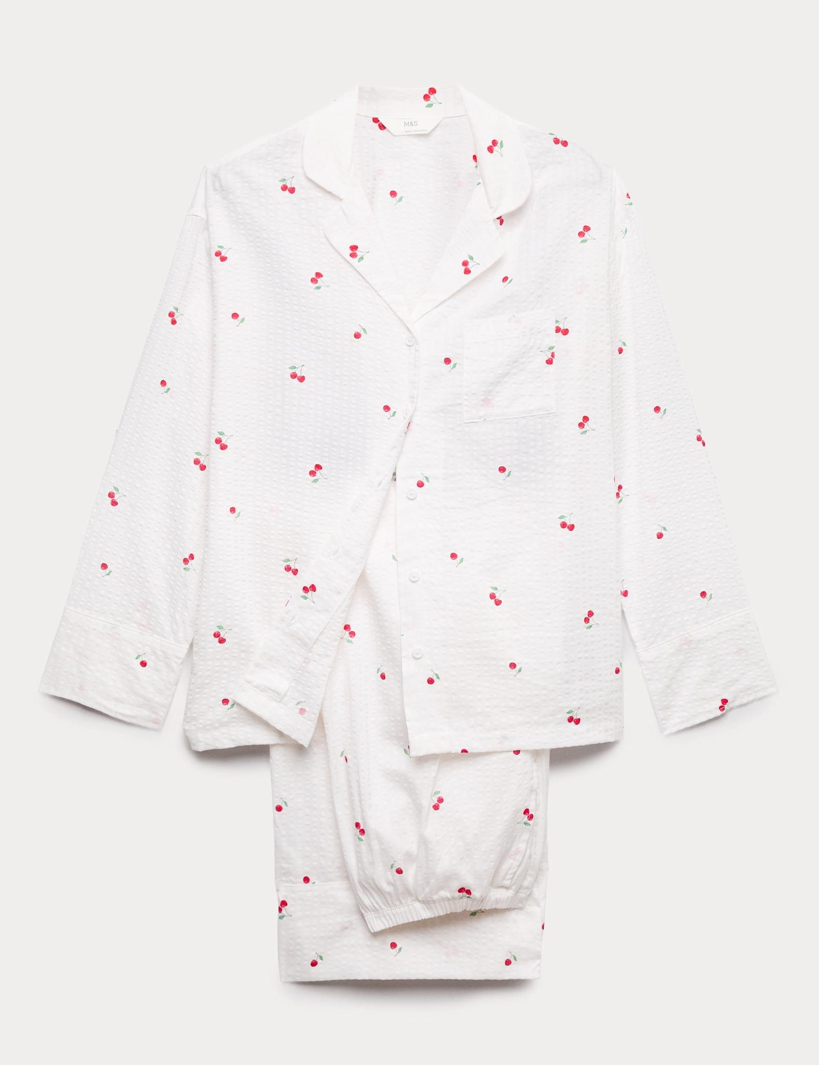 Cotton Rich Seersucker Printed Pyjama Set - image 1