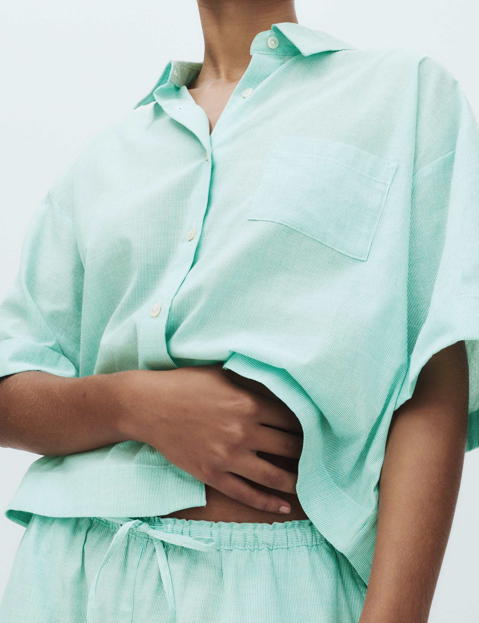 Pure Cotton Striped Shortie Pyjama Set - image 4