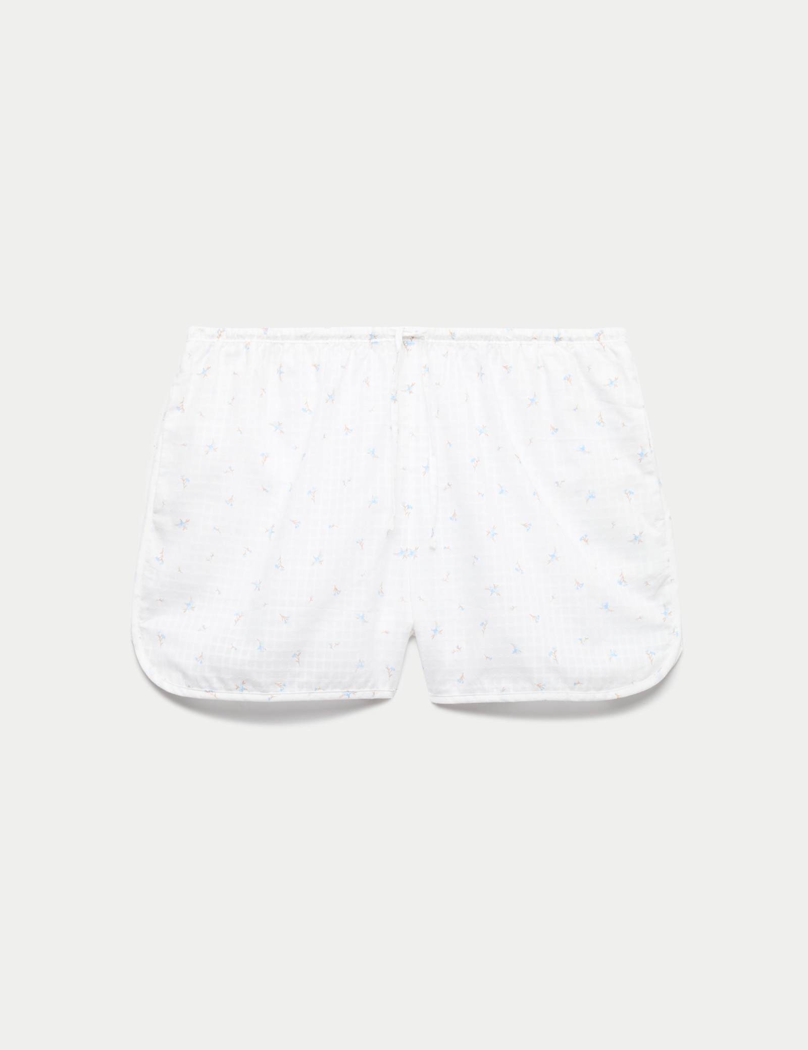 Pure Cotton Floral Grid Check Pyjama Shorts - image 1