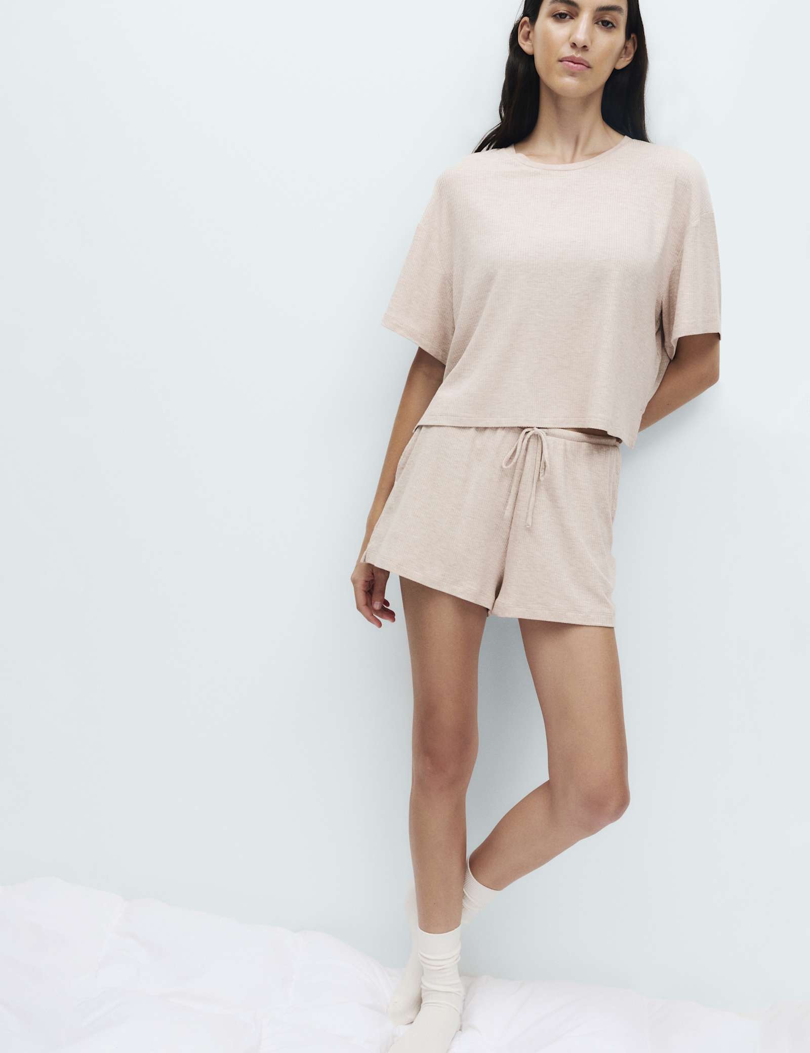 Modal Rich Ribbed Pyjama Shorts - image 4