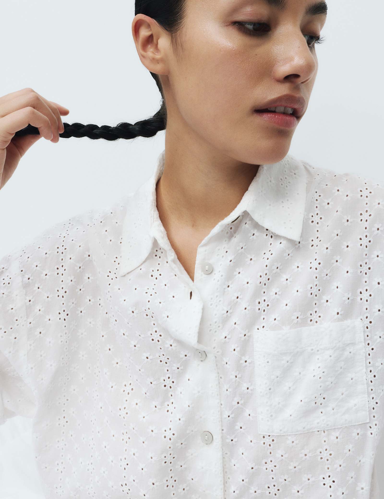 Pure Cotton Broderie Short Sleeve Pyjama Shirt - image 4