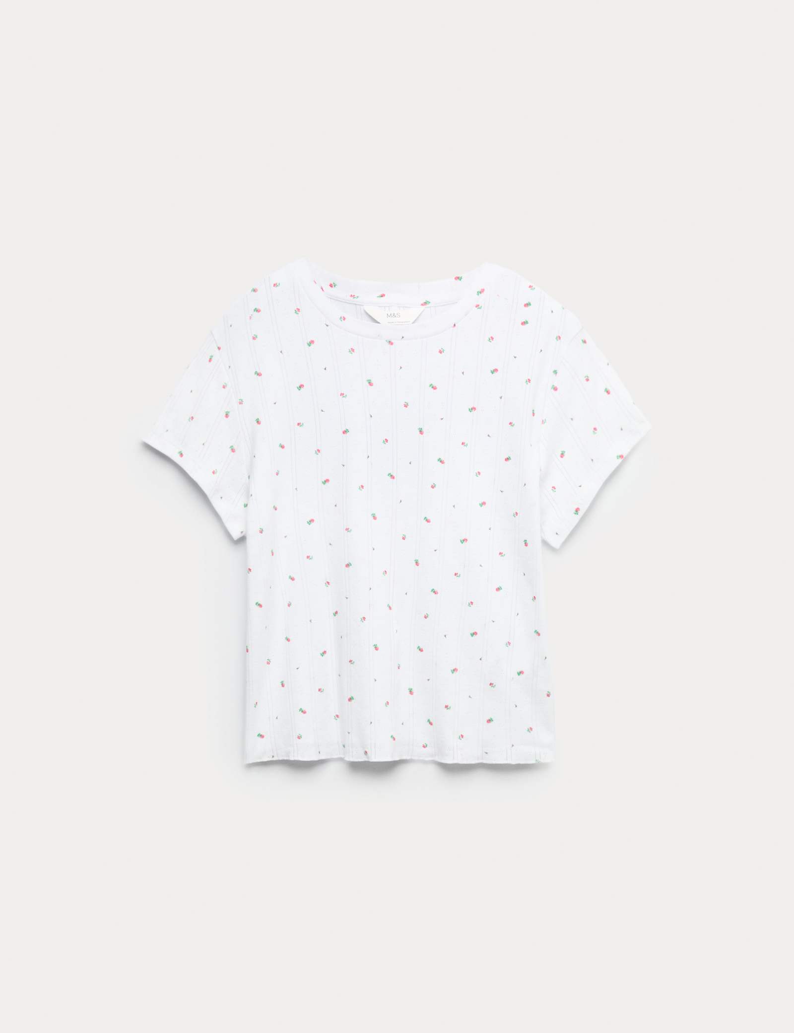 Pure Cotton Pointelle Floral Pyjama Top - image 1