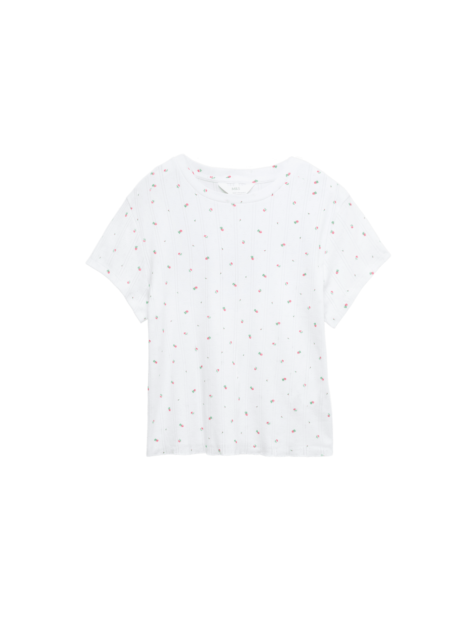 Pure Cotton Pointelle Floral Pyjama Top - image 3