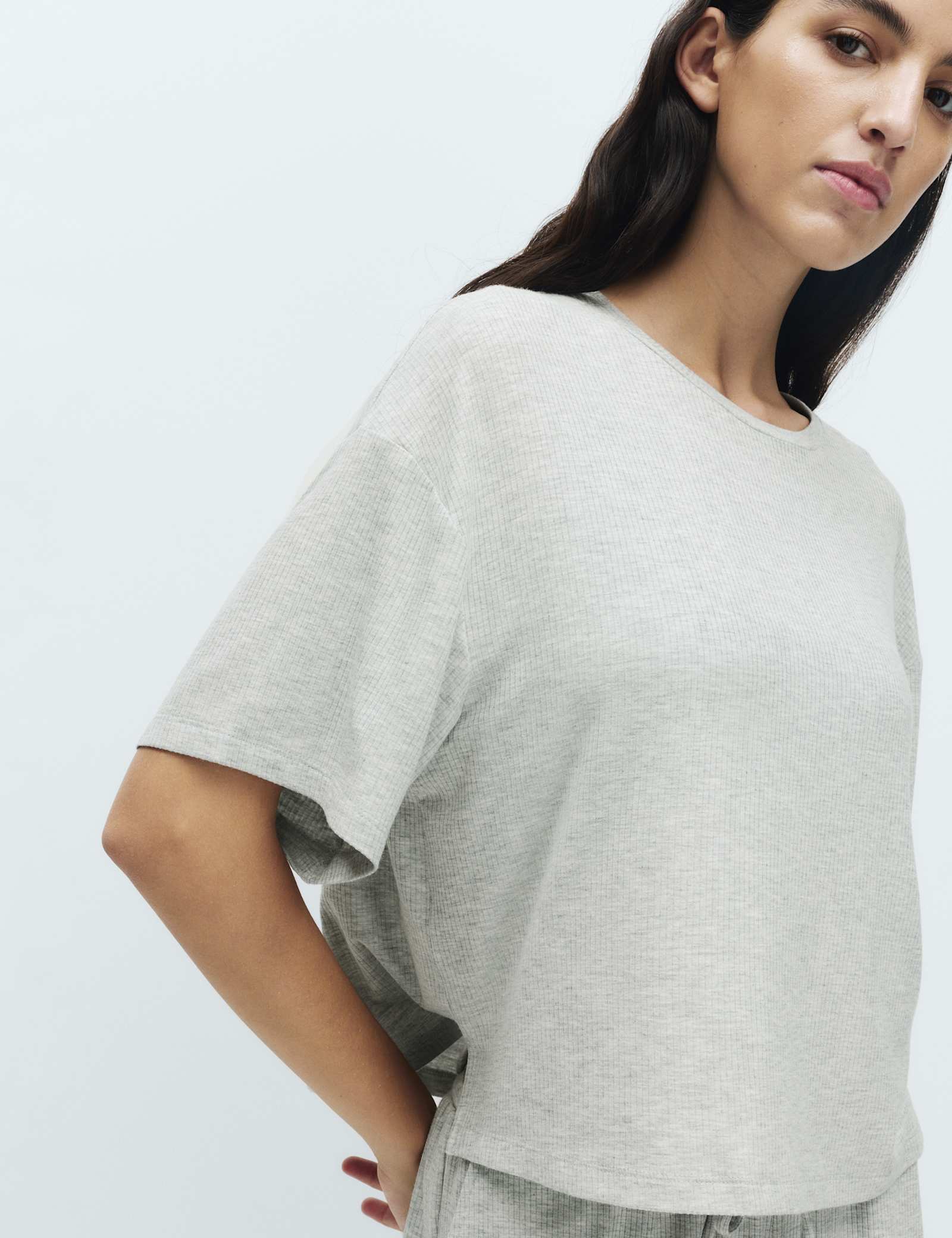Modal Rich Ribbed Pyjama Top - image 3