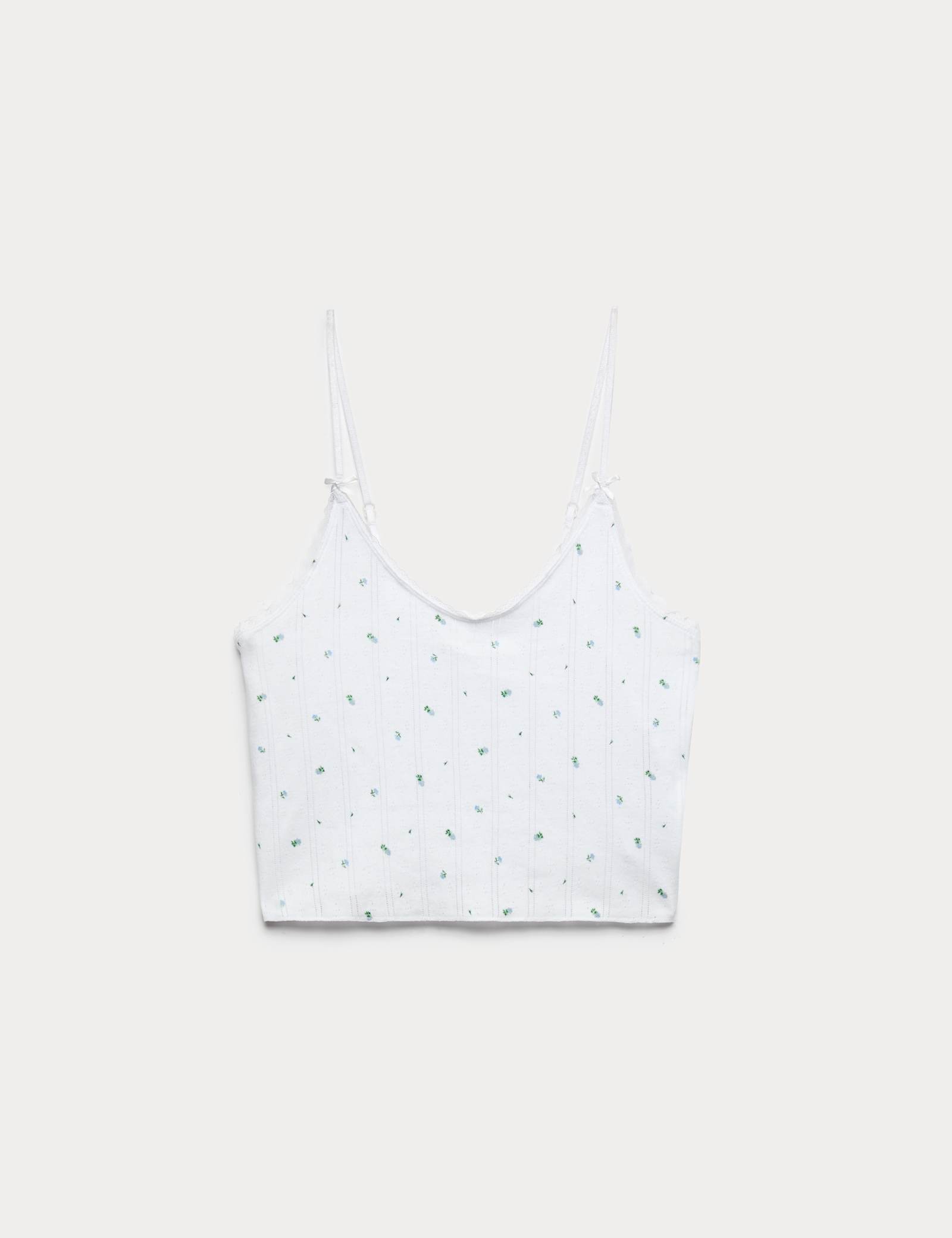 Pure Cotton Pointelle Floral Cami Top - image 1