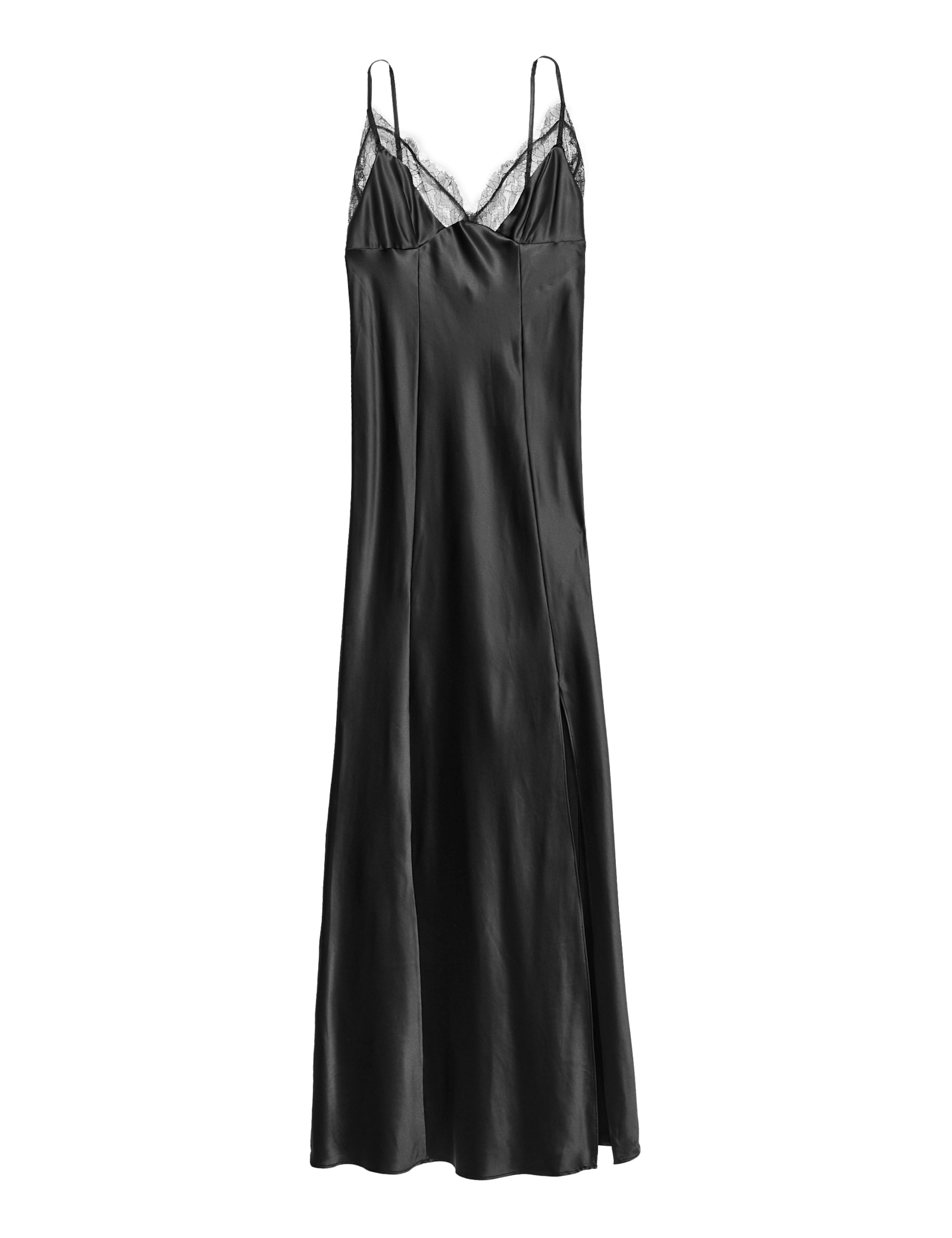Satin Lace Trim Strappy Long Chemise - image 3