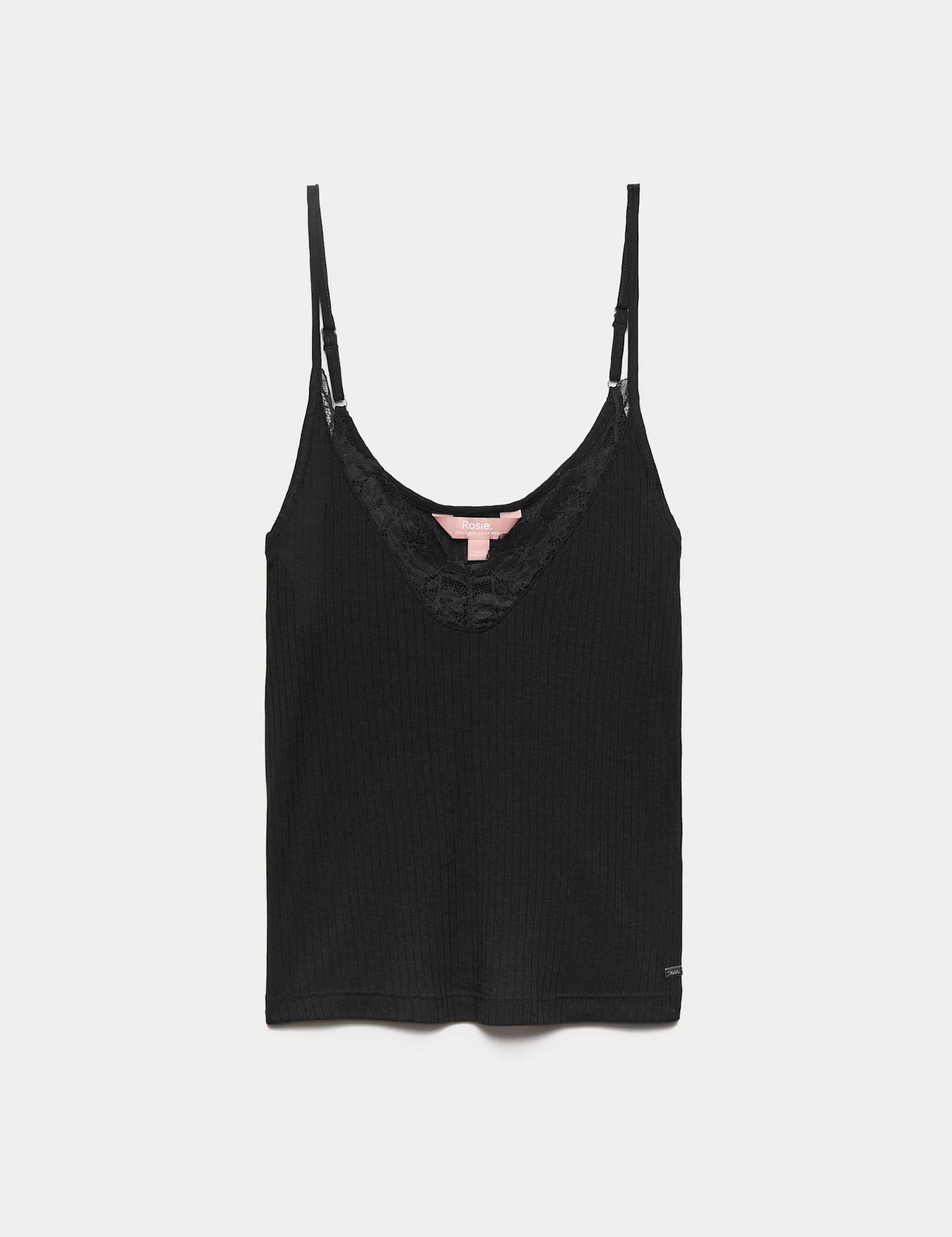 Ribbed Lace Trim Cami Top with Wool - image 1