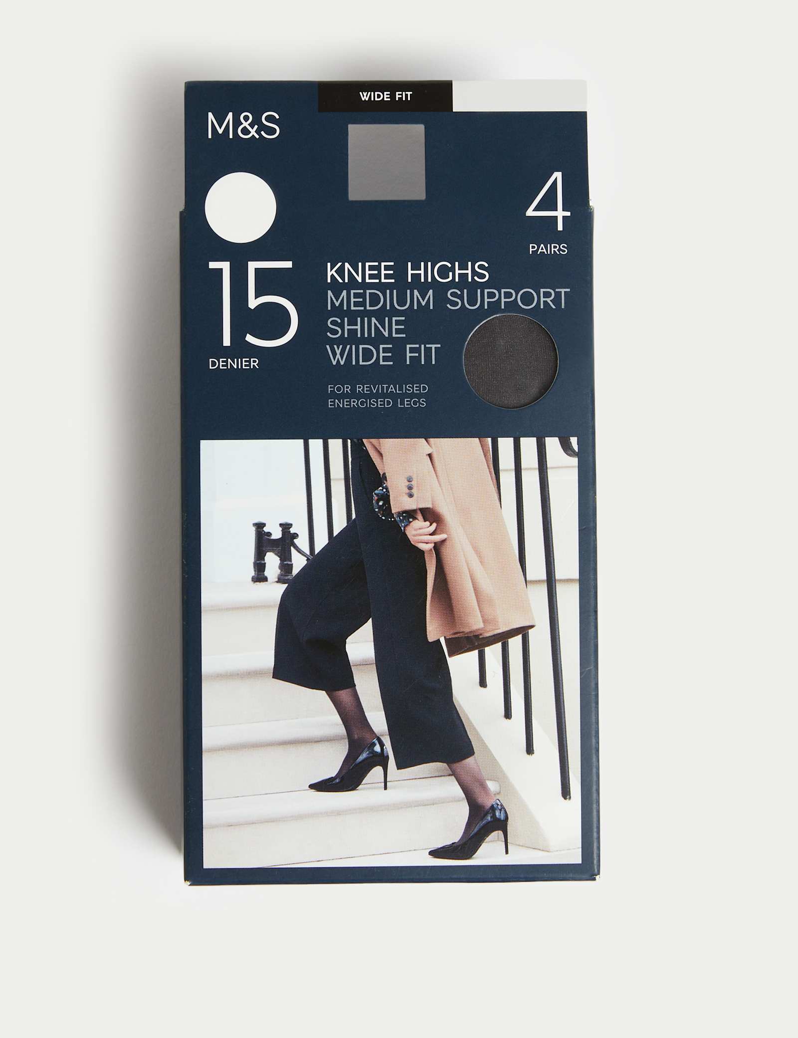 4pk 15 Denier Medium Support Knee Highs - image 2