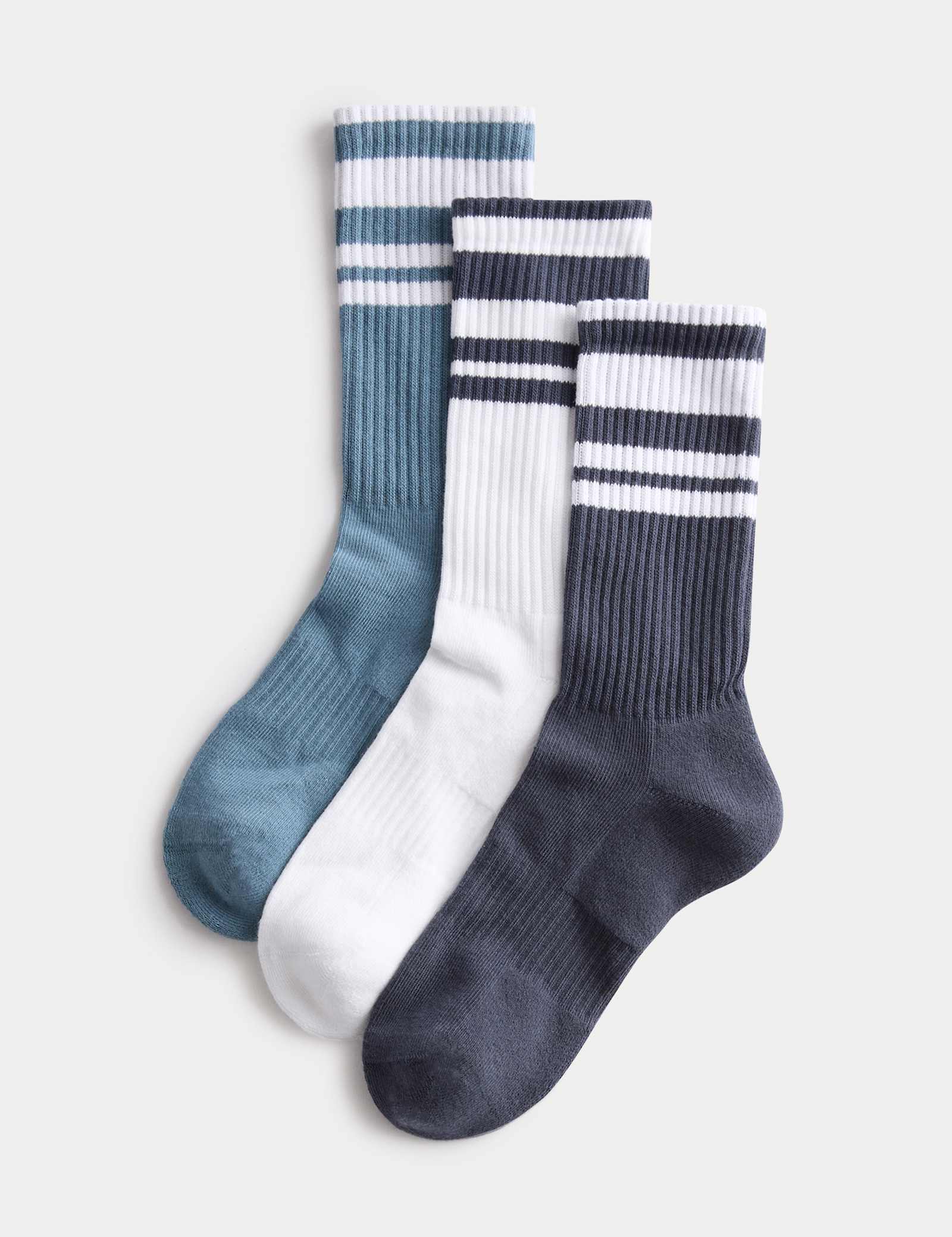 3 Pack Cotton Rich Striped Crew Socks - image 2