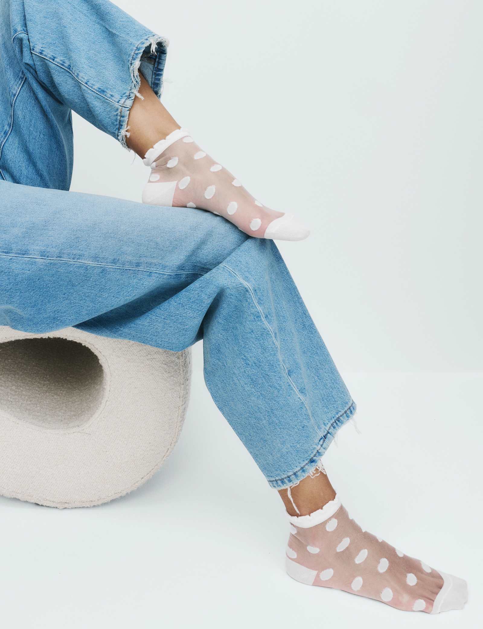 Cotton Blend Sheer Large Spot Anklets - image 3