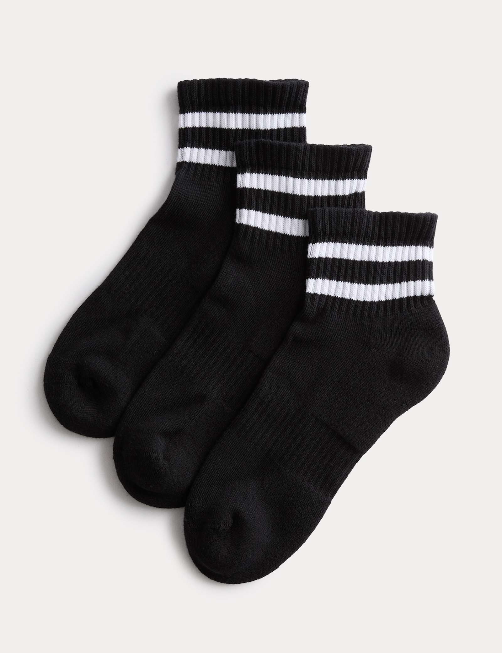 3 Pack Cotton Rich Striped Quarter Socks - image 2