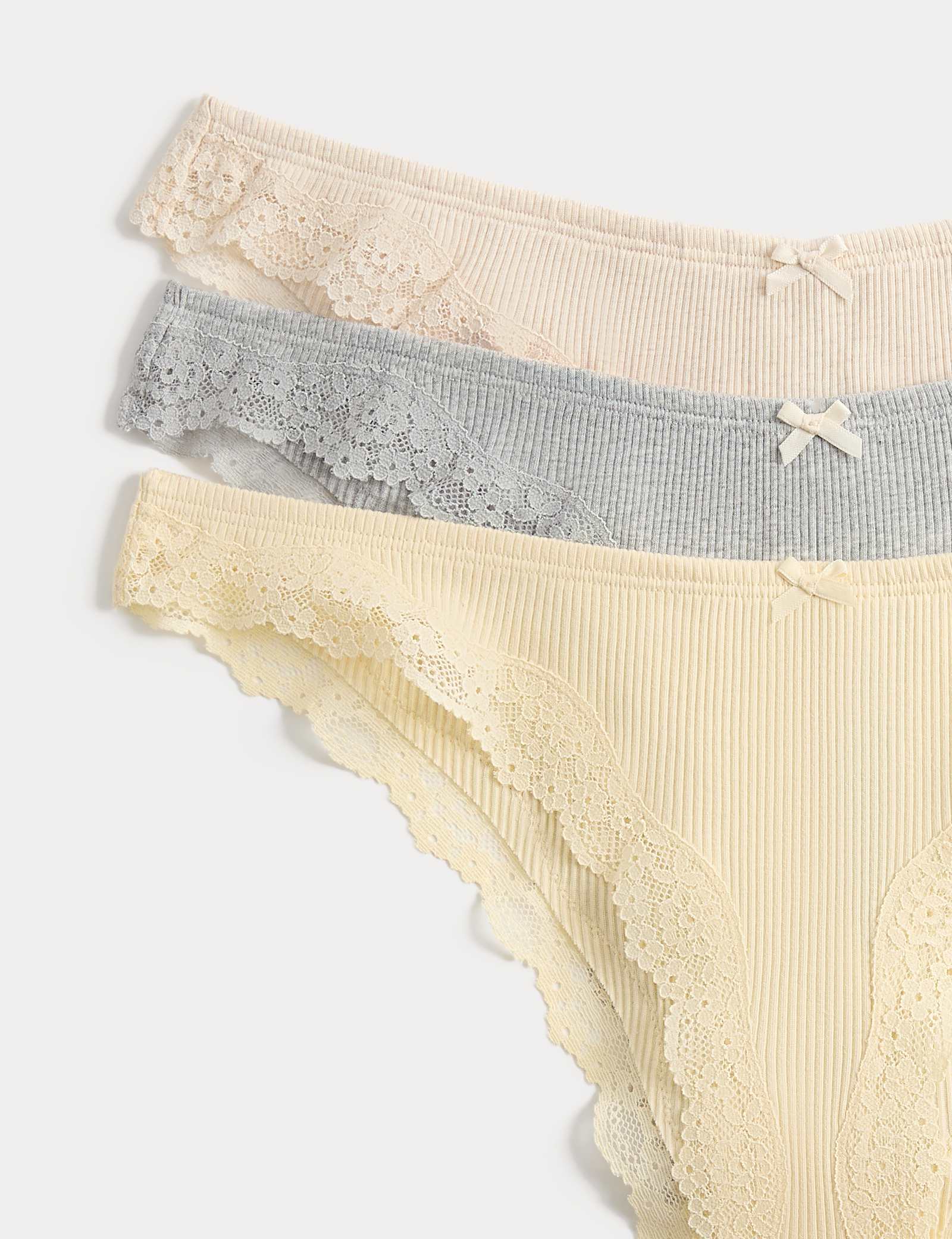3 Pack Cotton Rich Ribbed Brazilian Knickers - image 4