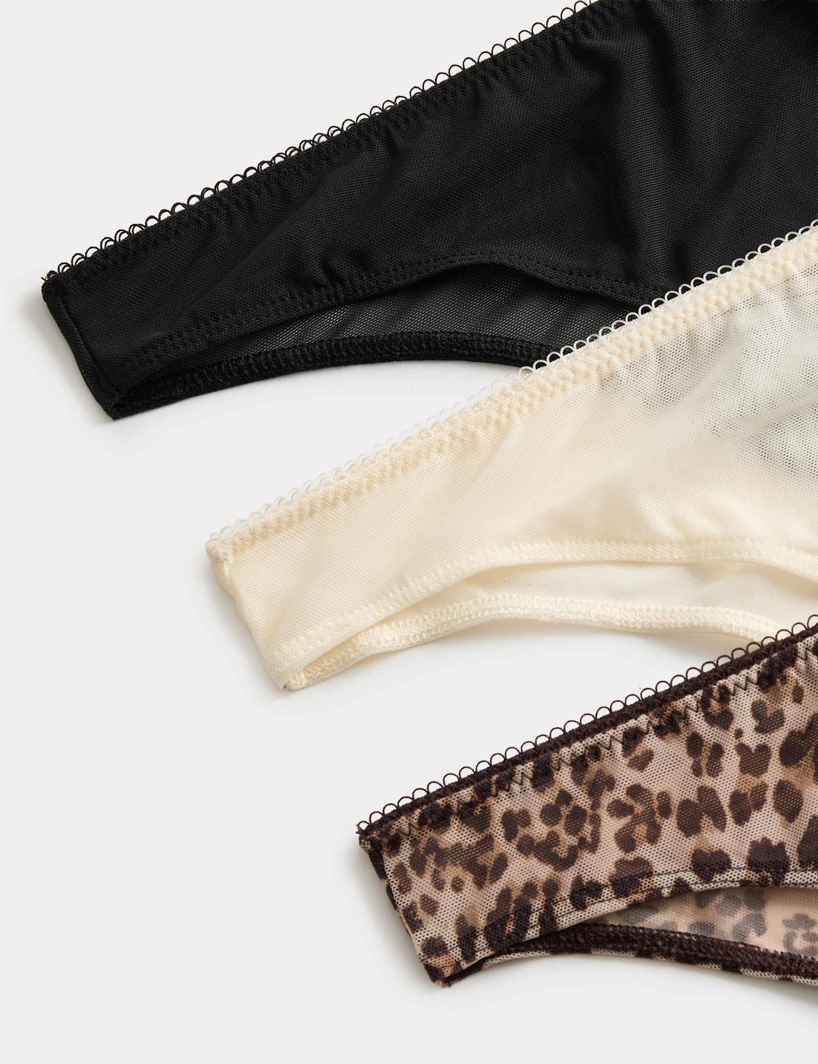 3 Pack Mesh Brazilian Knickers - image 3