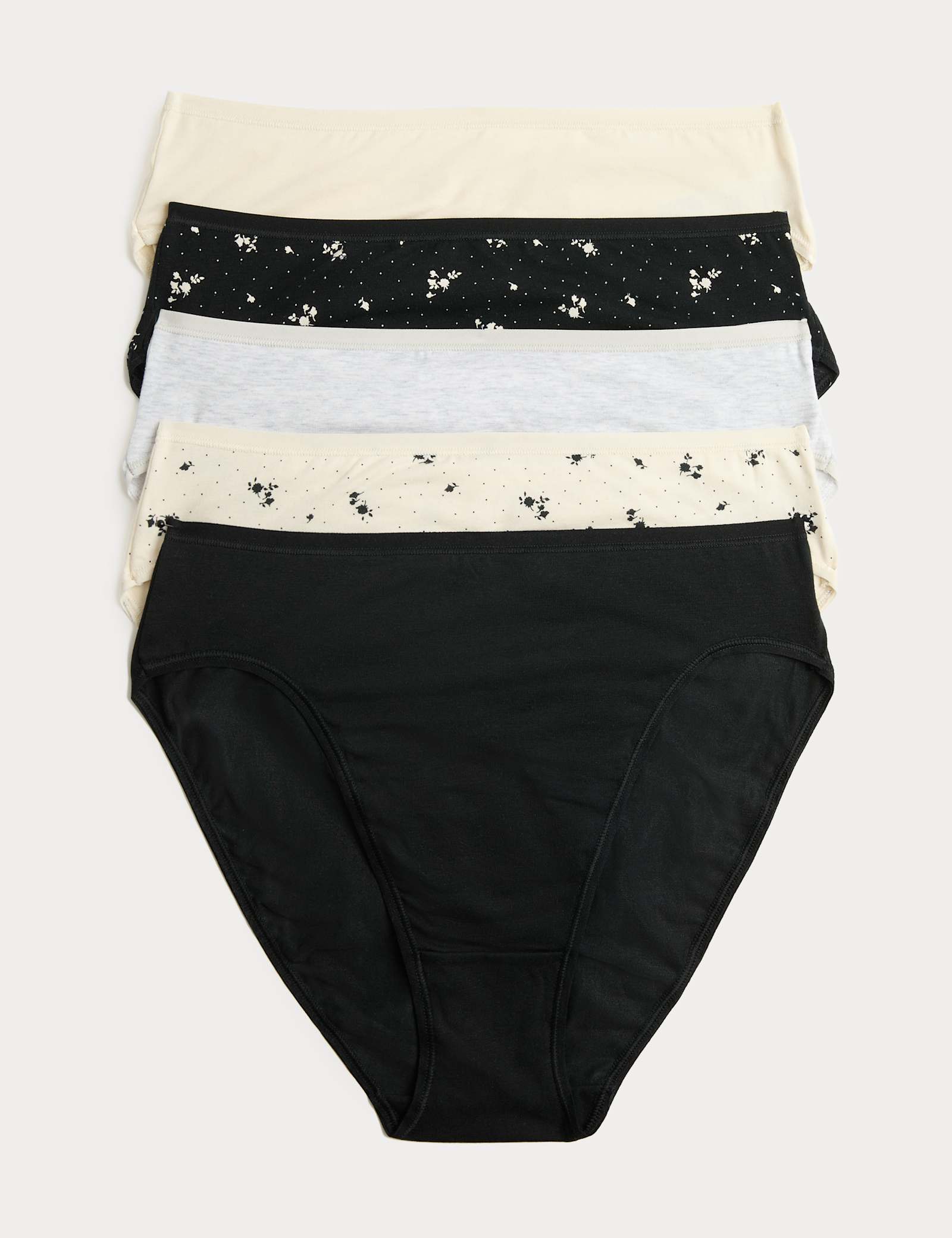 5pk Cotton Modal High Waisted High Leg Knickers - image 2
