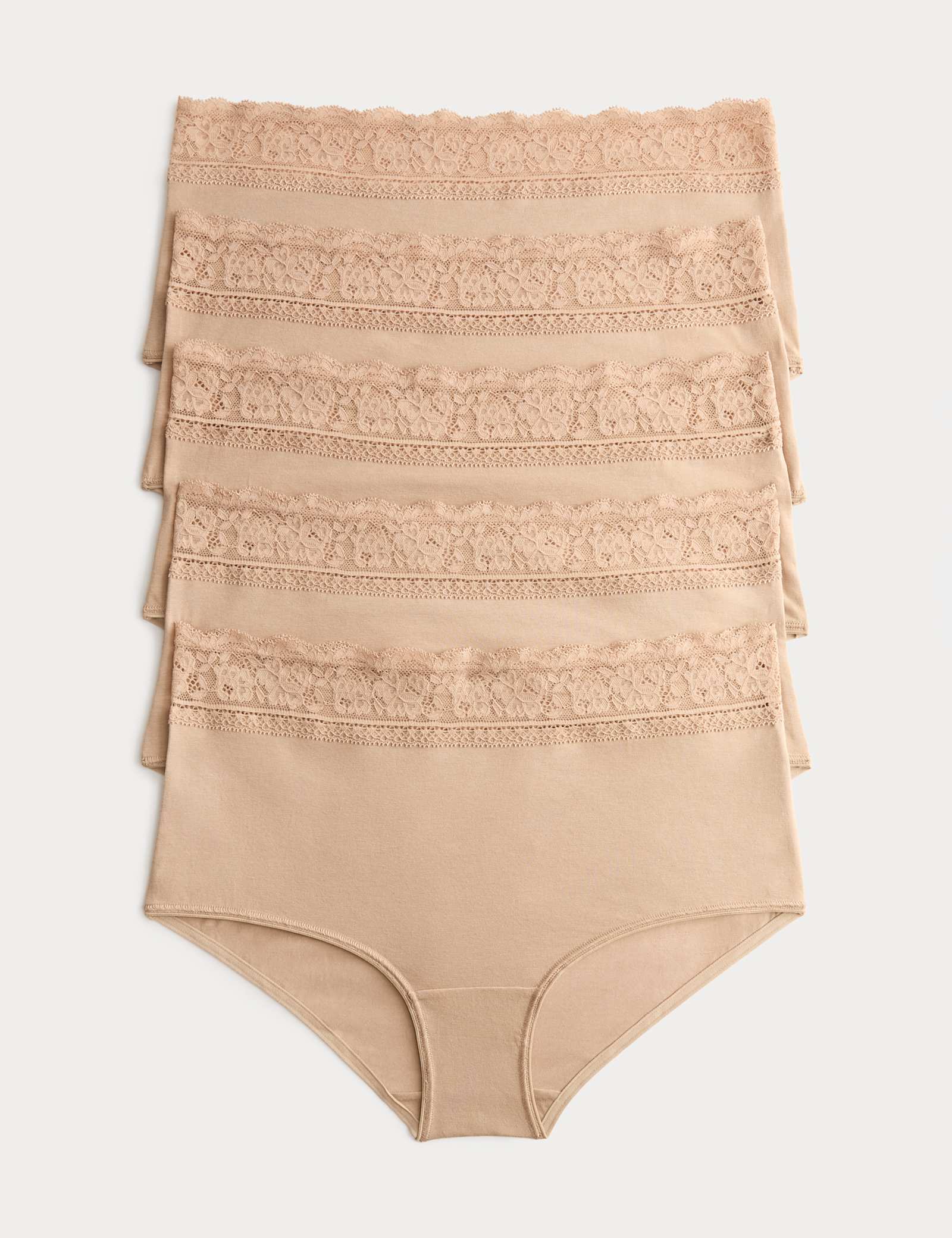 5pk Cotton Lycra & Lace High Rise Shorts - image 4