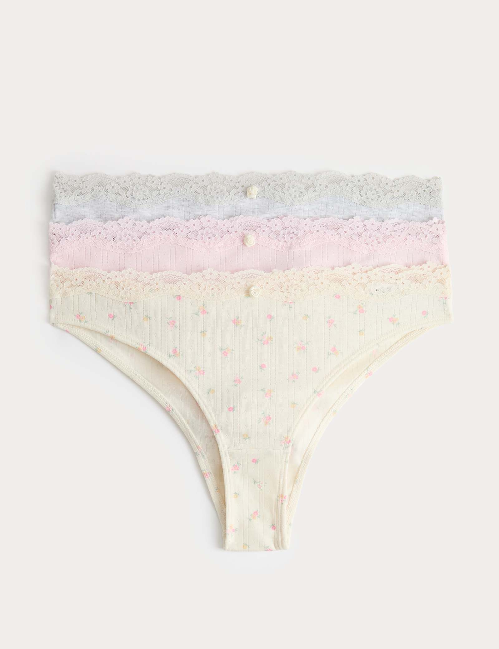 3 Pack Floral Pointelle Brazilian Knickers - image 2