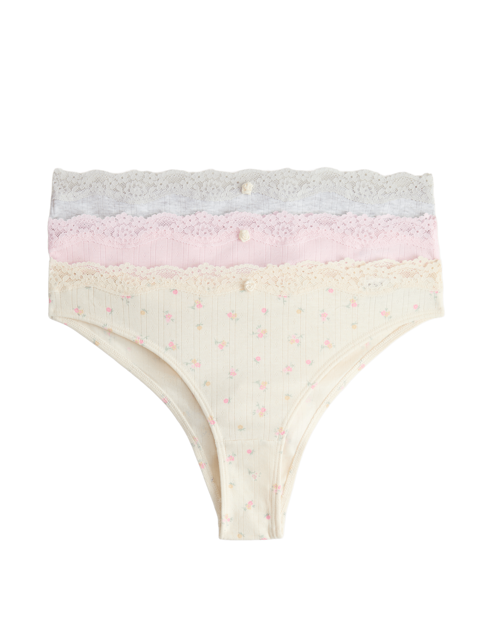 3 Pack Floral Pointelle Brazilian Knickers - image 3