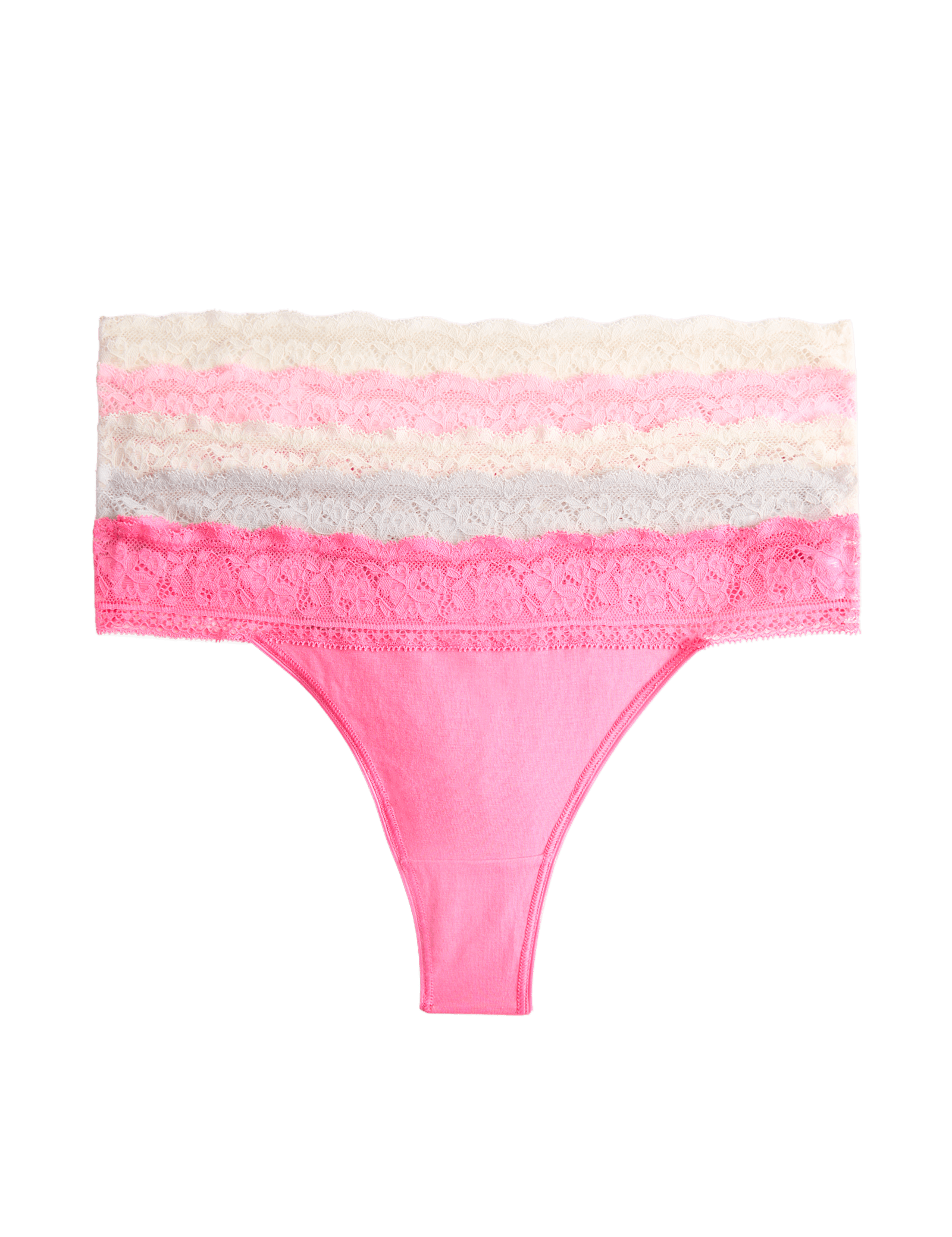 5pk Cotton & Lace Printed Thongs - image 3