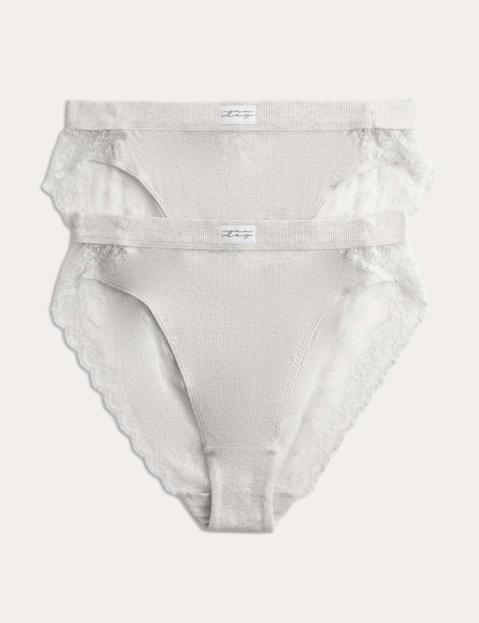 2 Pack Juni Cotton Rib High Waisted High Leg Knickers - image 2