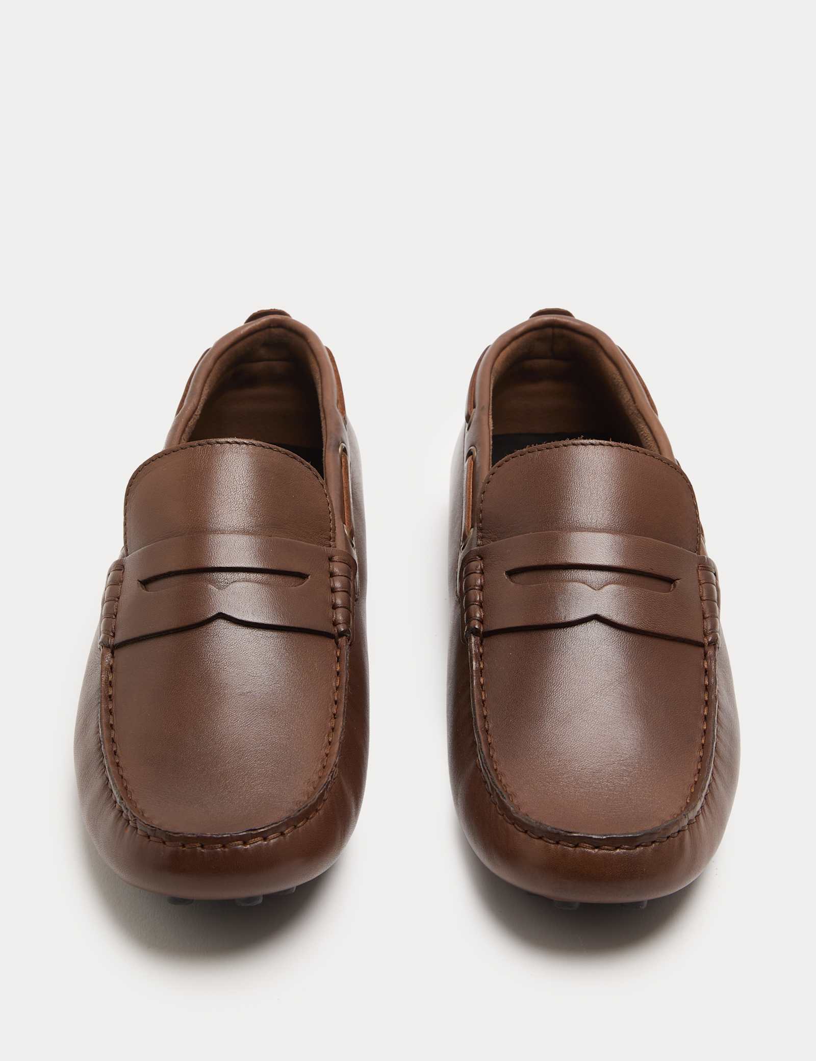 Leather Saddle Driving Loafers - image 2