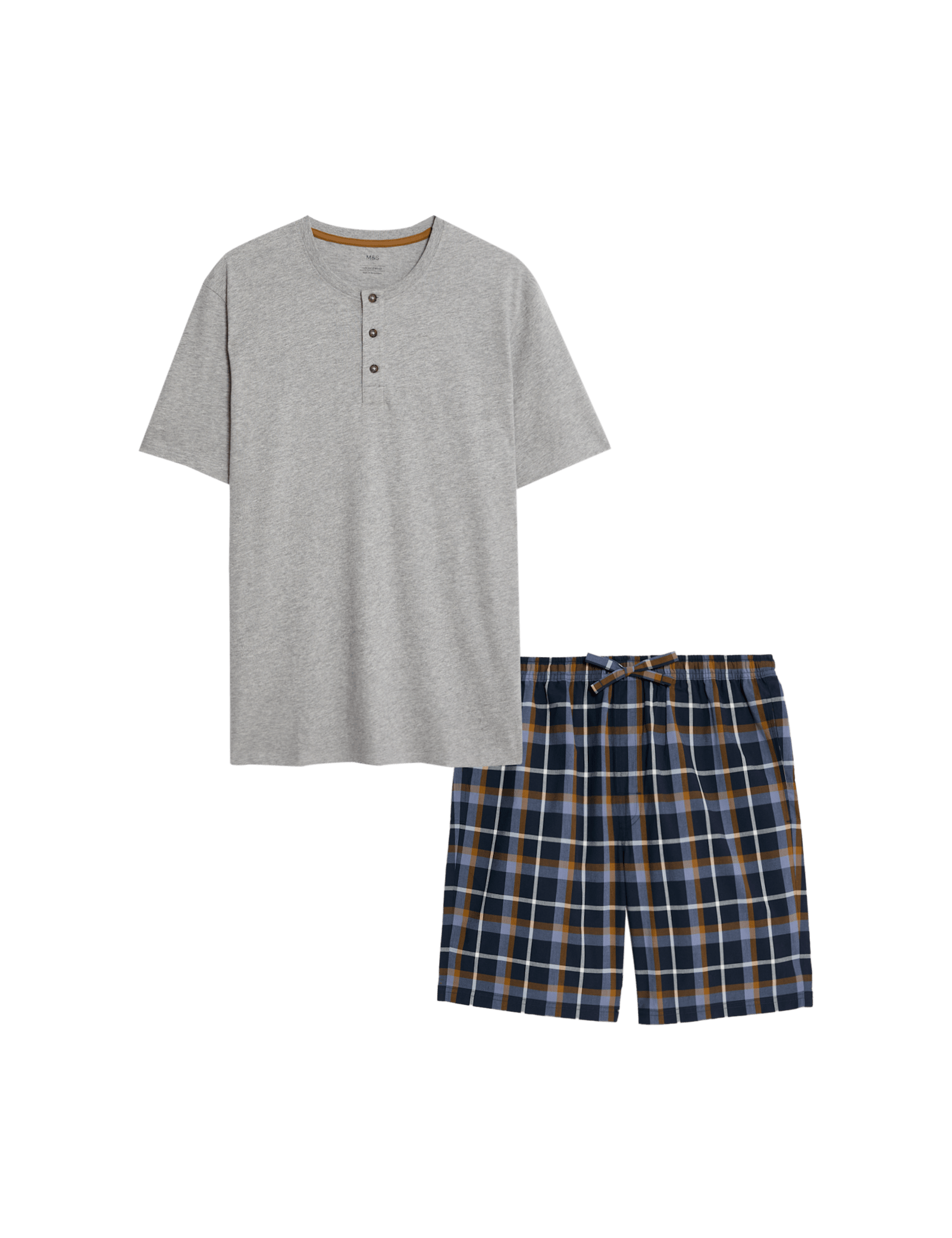 Pure Cotton Henley Checked Pyjama Set - image 3