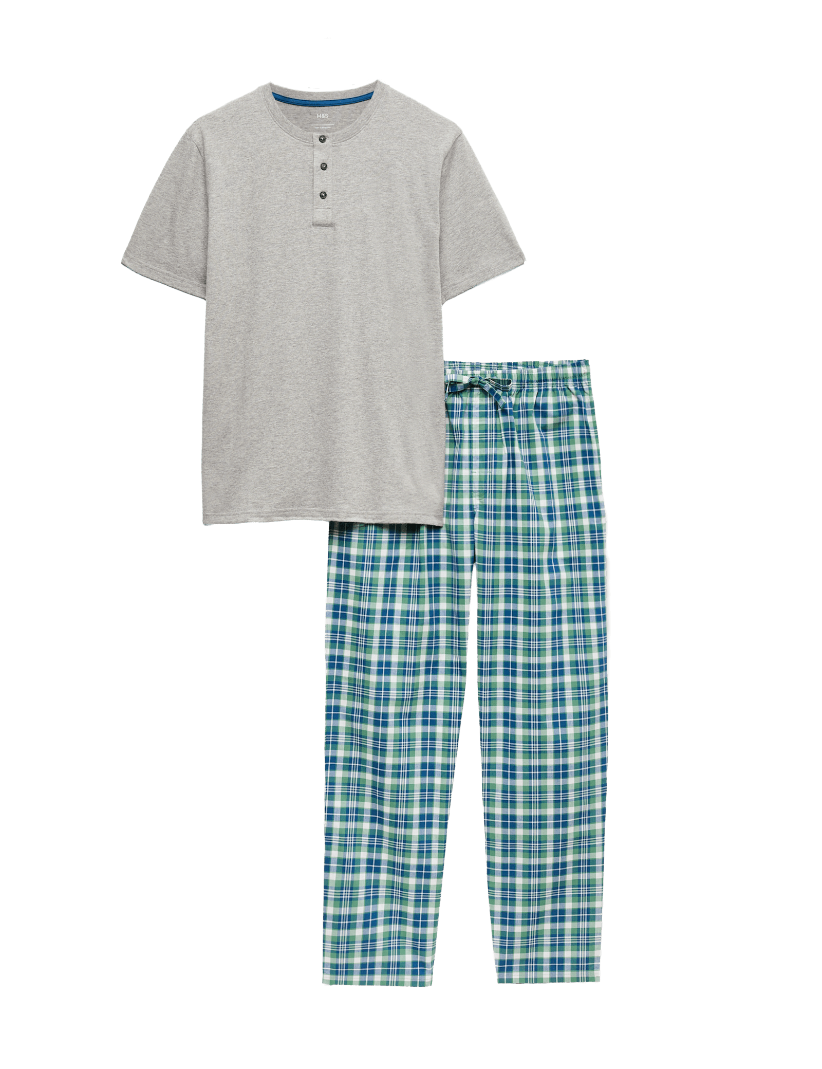 Pure Cotton Henley Checked Pyjama Set - image 3