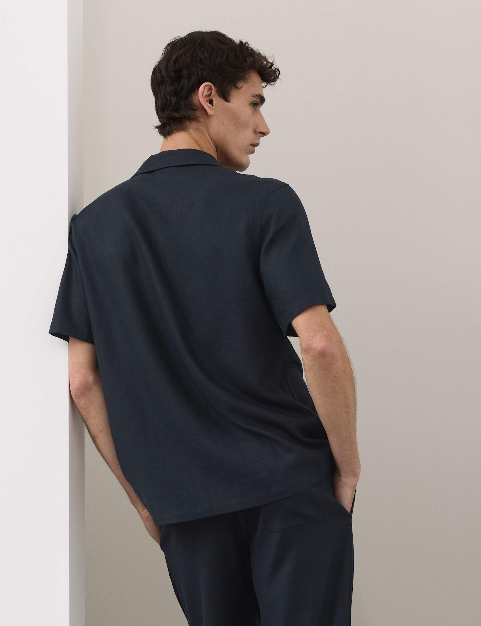 Linen Blend Revere Pyjama Top - image 4