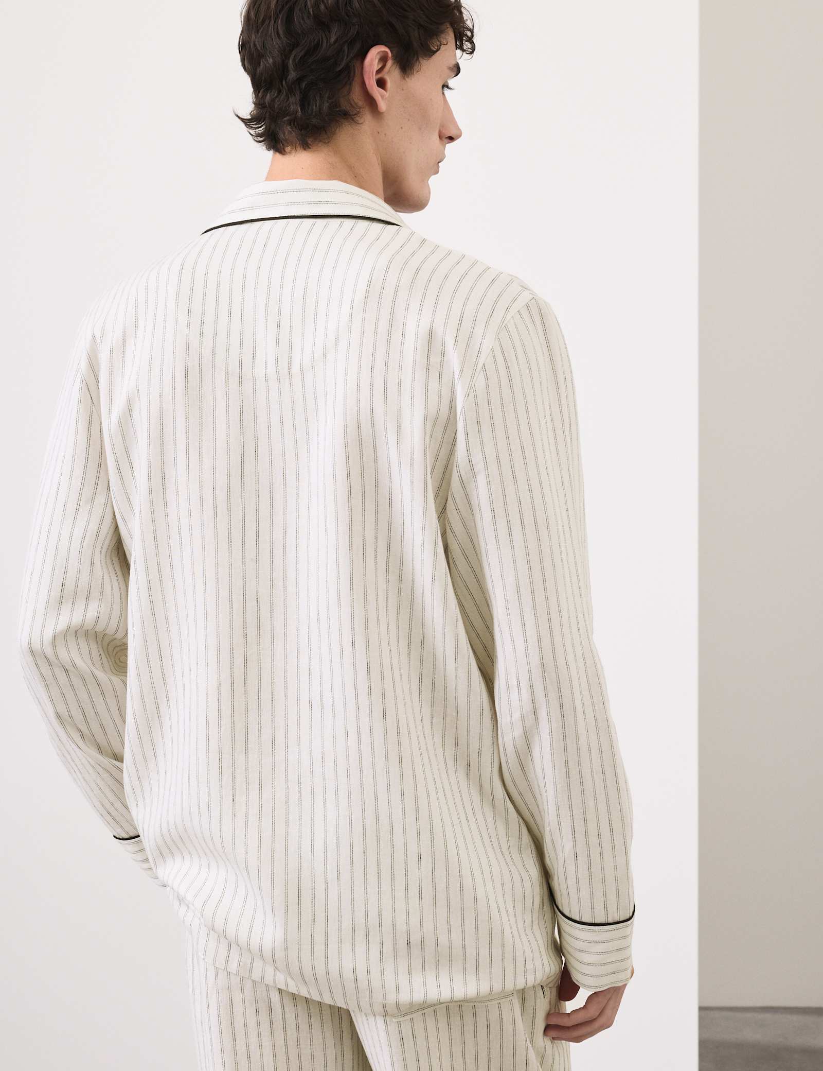 Linen Rich Striped Pyjama Top - image 5