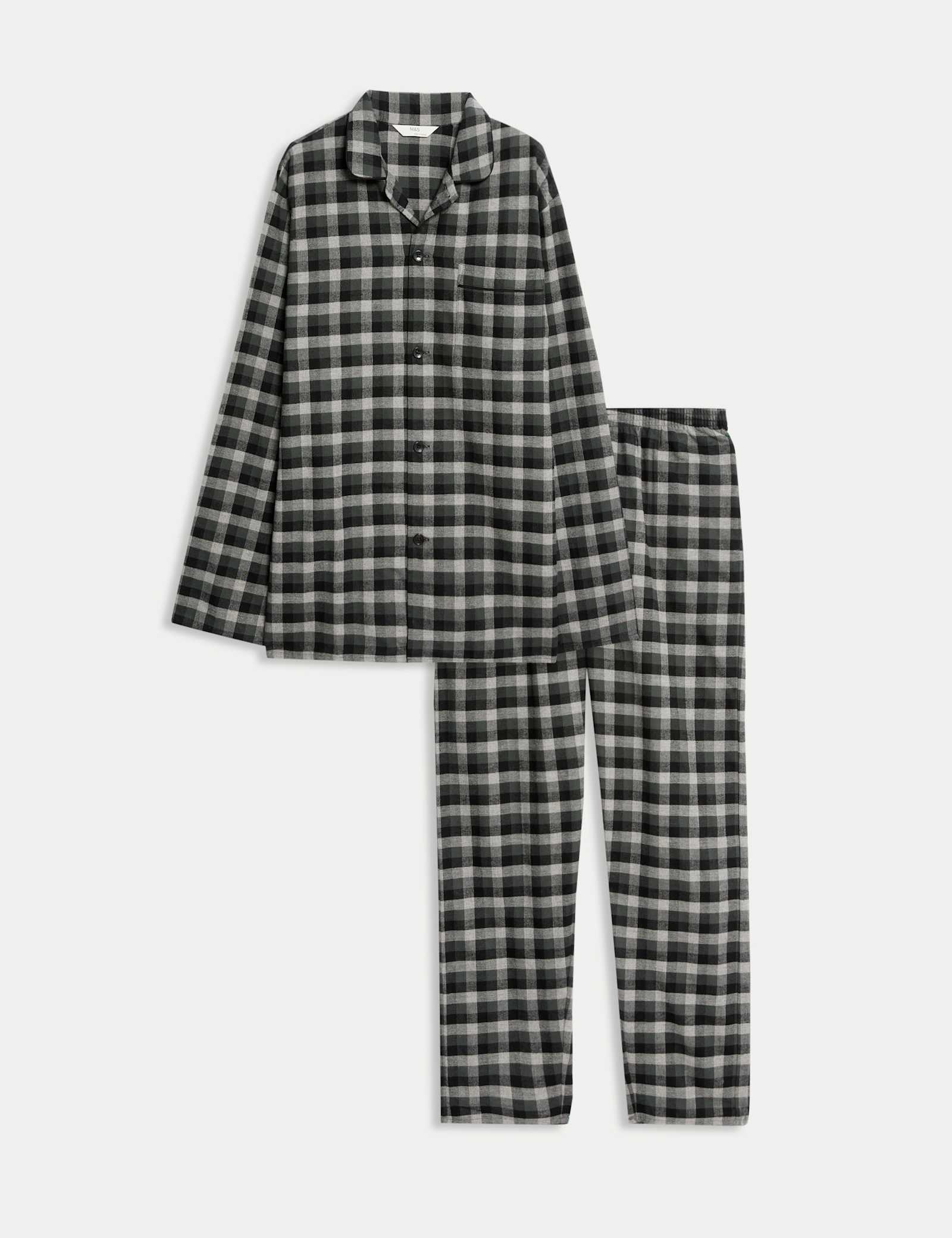 Brushed Cotton Checked Pyjama Set - image 1
