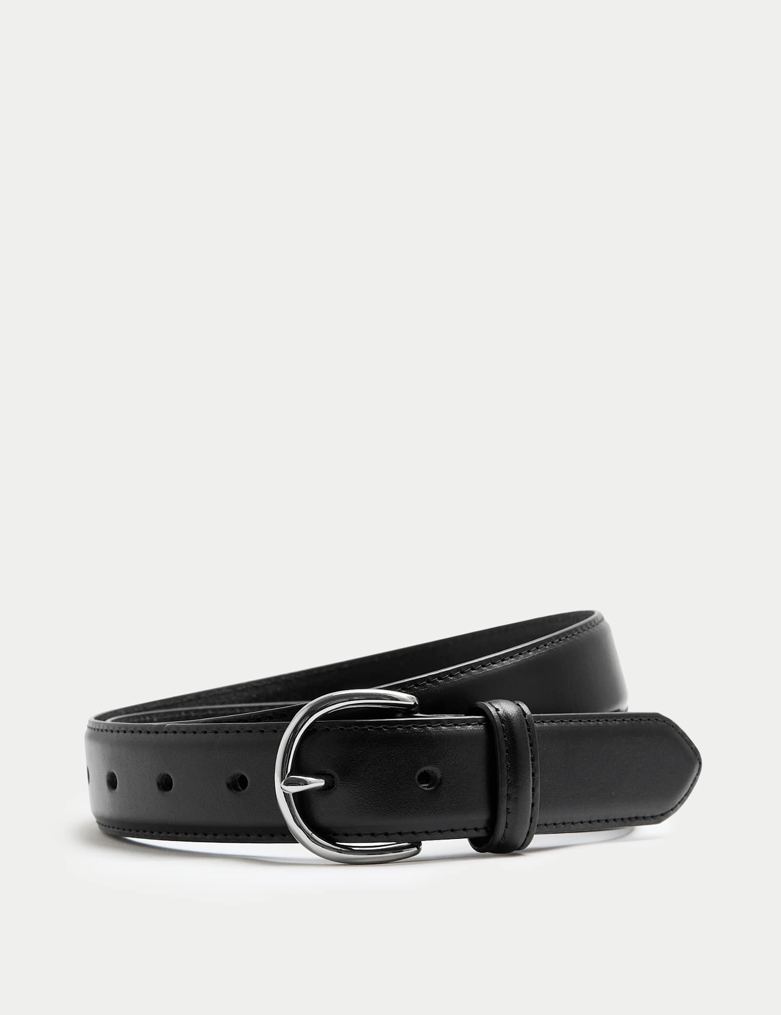 Textured Leather Buckle Belt - image 1