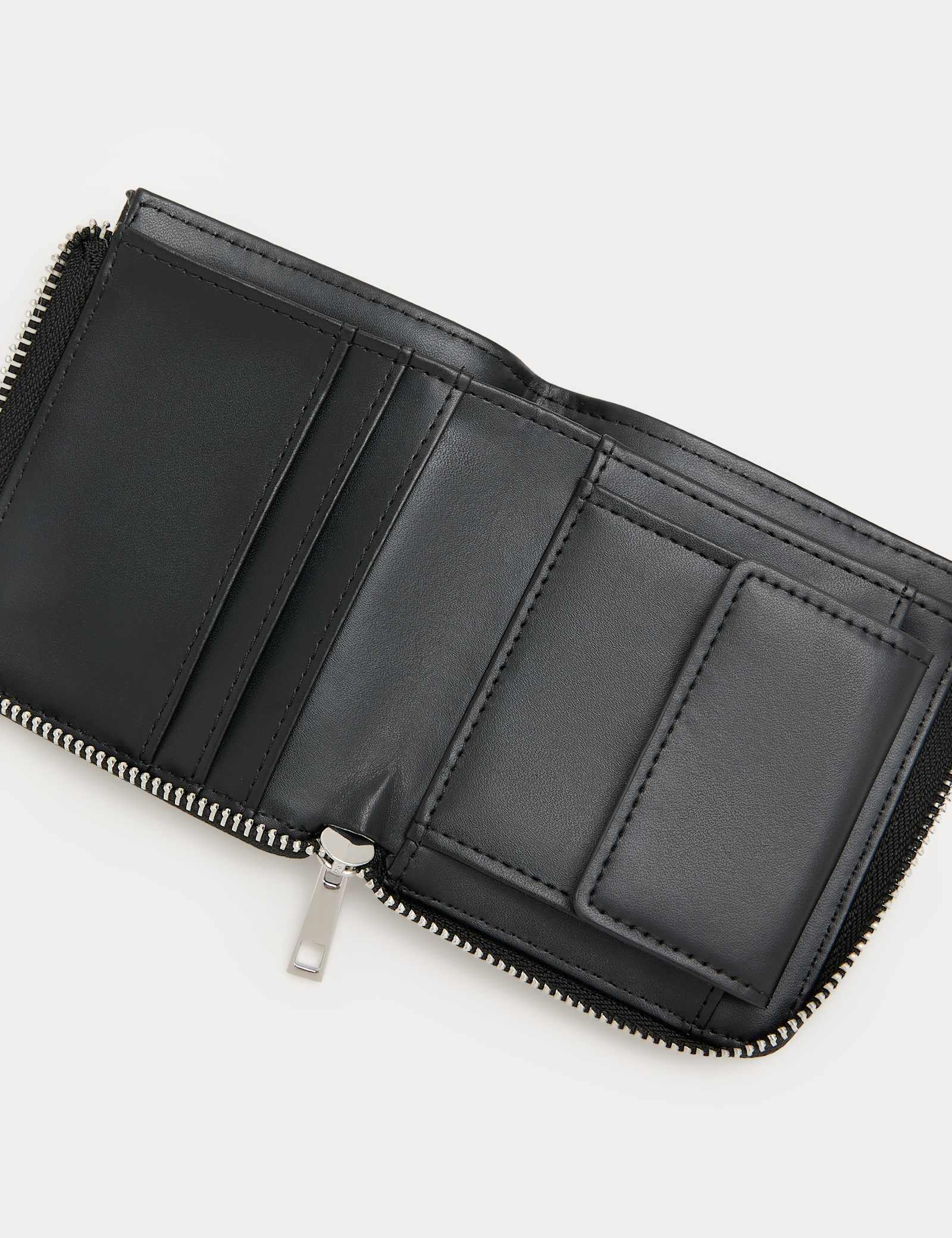 Faux Leather Textured Bi-Fold Zip Wallet - image 3
