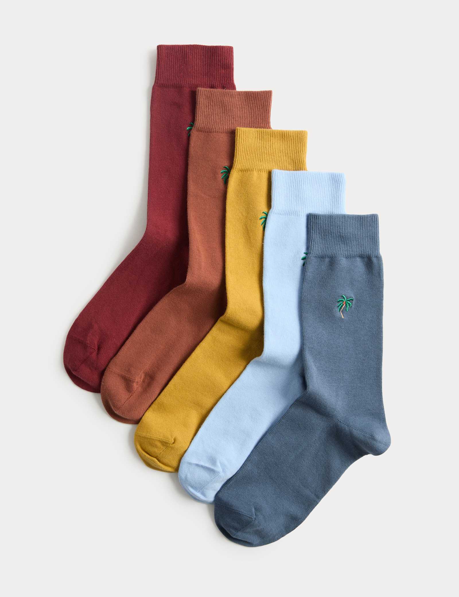 5 Pack Cool & Fresh Palm Tree Cotton Rich Socks - image 1