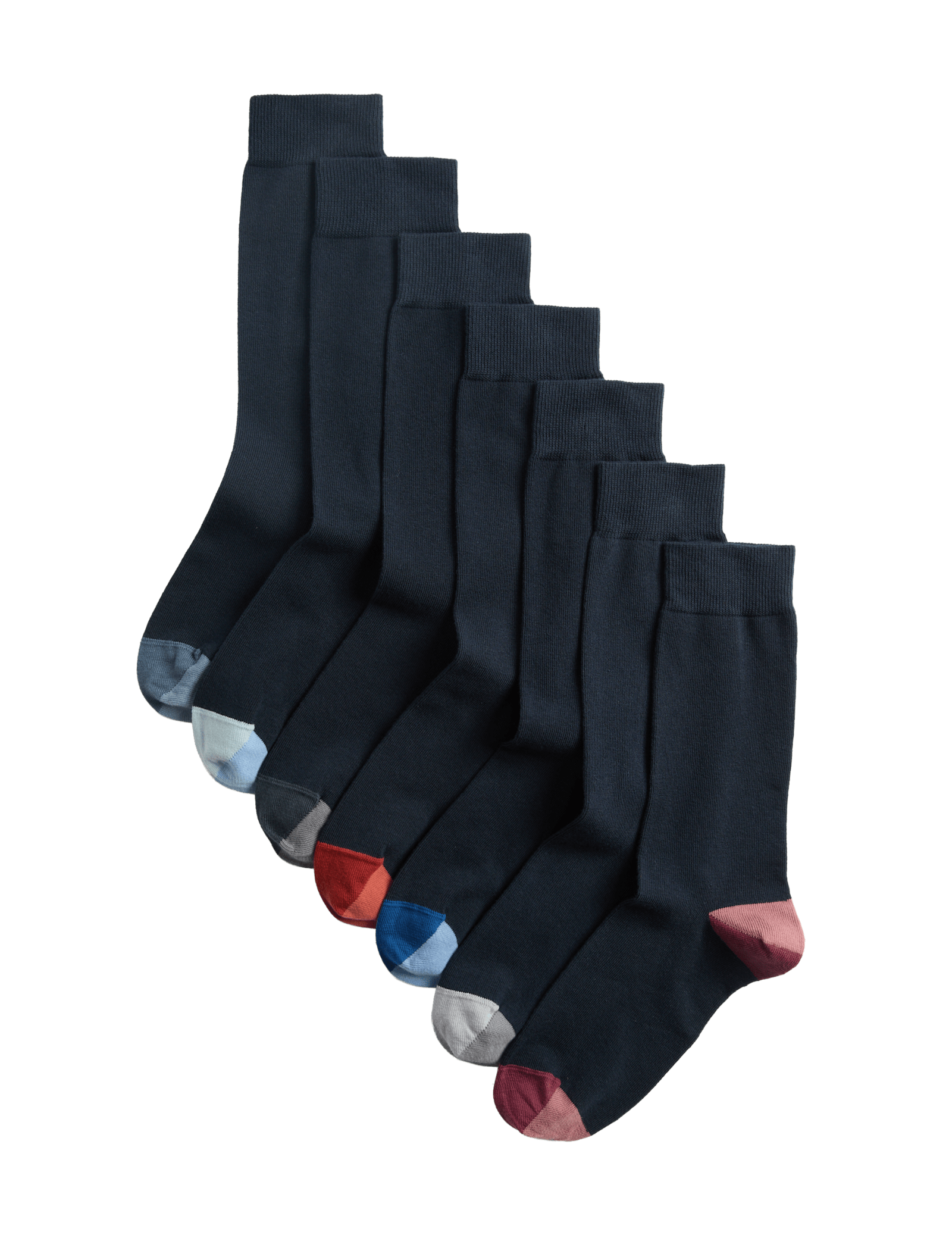 7 Pack Cool & Fresh Colour Block Cotton Rich Socks - image 2